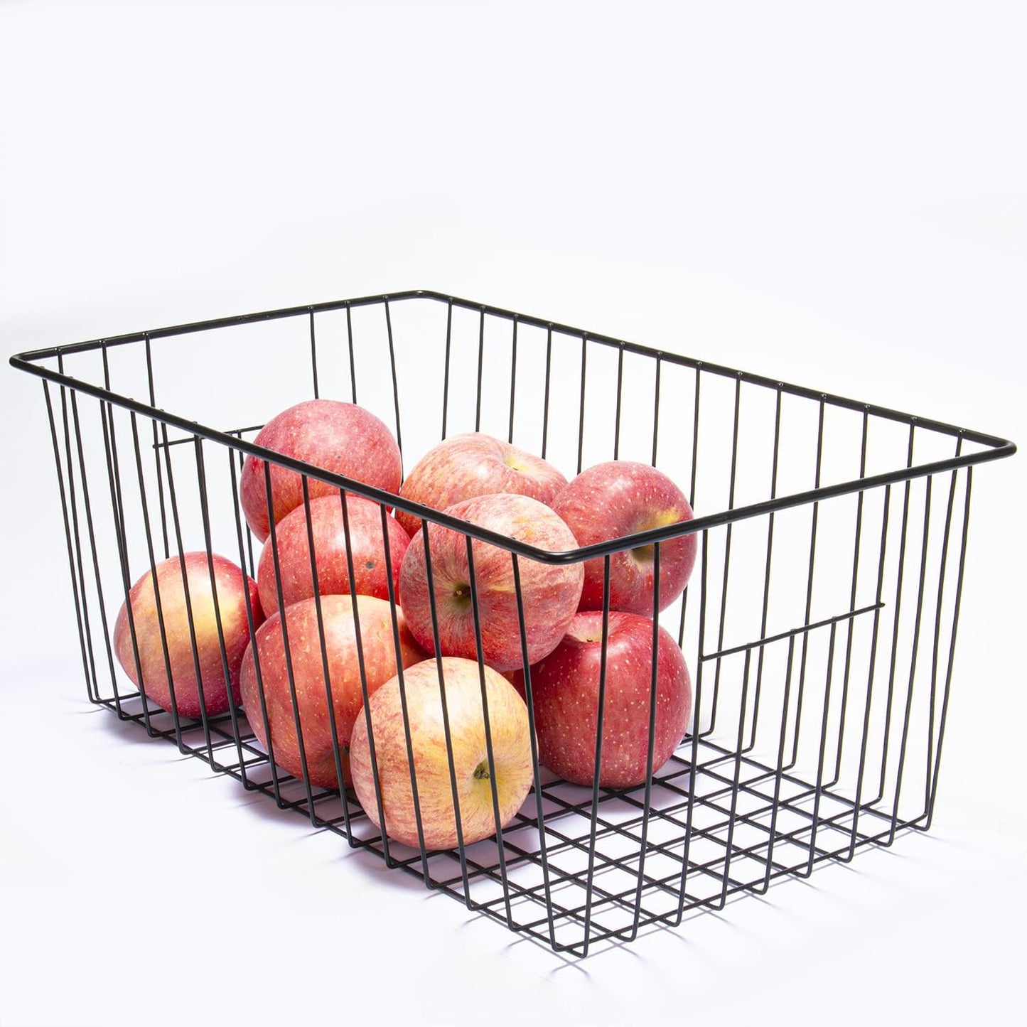 Upright Freezer Organizer Bins， Freezer Baskets for 16, 17, 21 cu.ft Standup Freezer, Wire Storage Baskets with Built-in Handles for Frozen Foods, Snacks, Vegetables, Fruits and More, Set of 6, Black