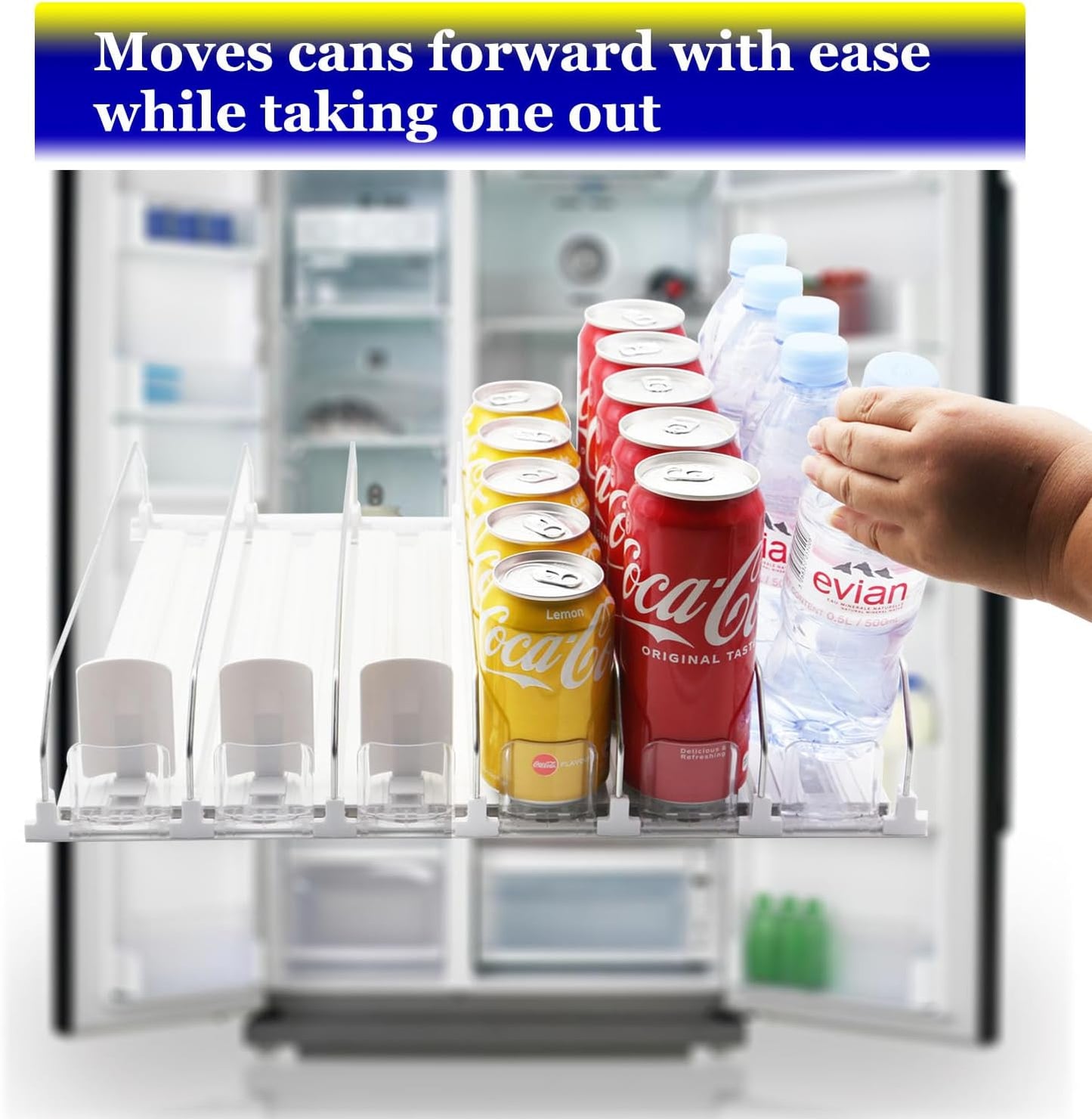 Soda Can Dispenser for Refrigerator,Automatic Pusher Glide Refrigerator Organizer and Adjustable Width - Storage 30 Cans
