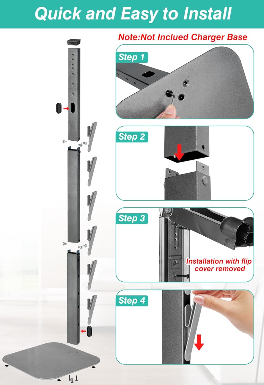 Haturi Vacuum Stand for Dyson Gen5 V15 V12 V11 V10 V8 V7 V6, Hidden Power Cord Design Standing Dock Holder, Metal Docking Station for Dyson Handheld Cordless Vacuum Cleaner & Accessory & Attachment