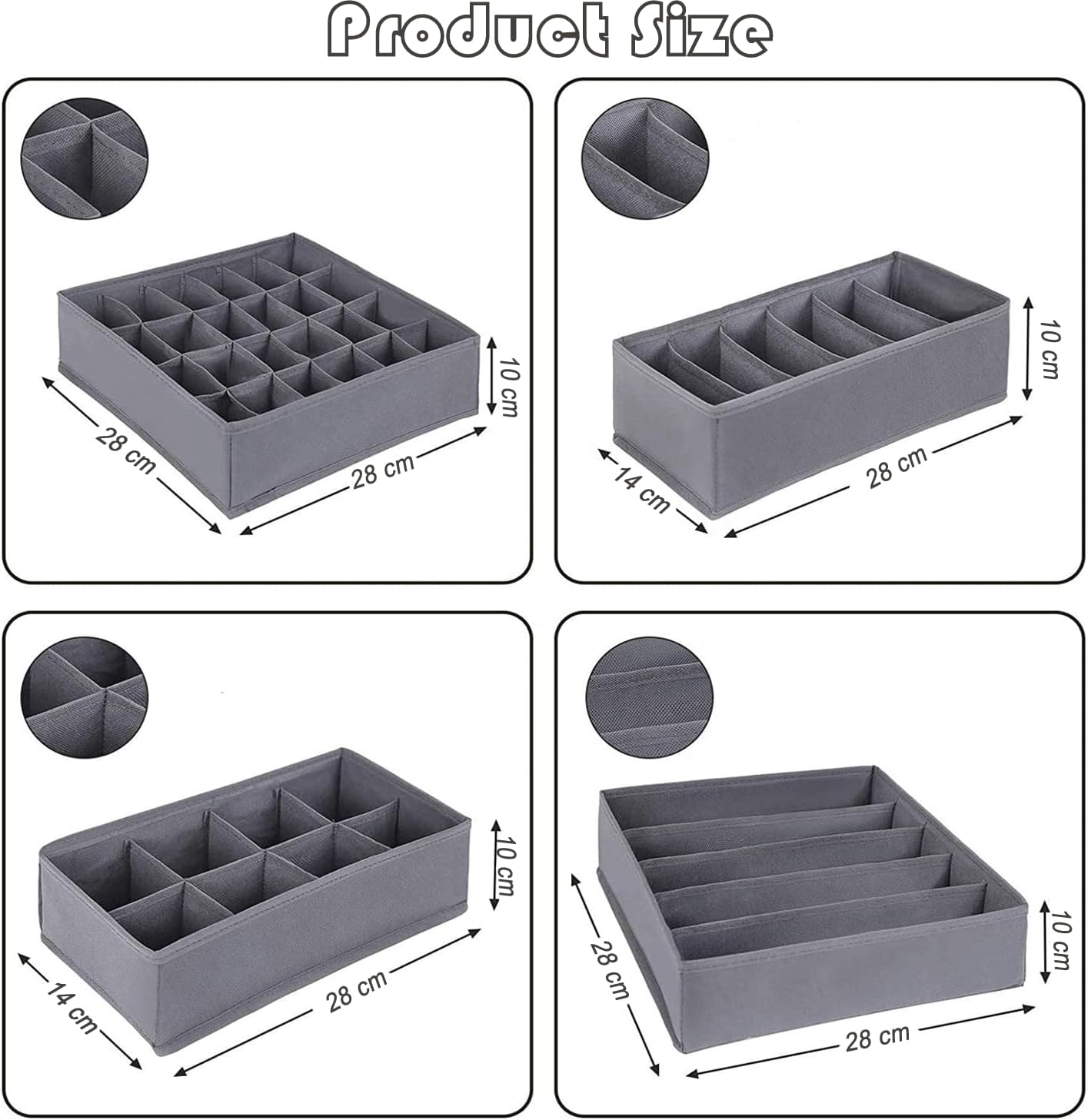 8 Pack Dresser Drawer Organizer Clothes Underwear Sock Storage Drawer Dividers Grey Foldable Closet Organizer Storage Box