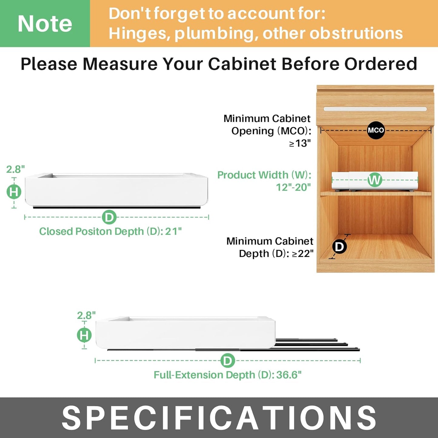 Pull out Cabinet Organizer, Stainless Steel Expandable(12"-20") Heavy Duty Slide out Drawers Fixed with Adhesive Nano Film for Pots, Roll out Shelf Storage for Kitchen Base(Silver-2pcs)(3 Rails)