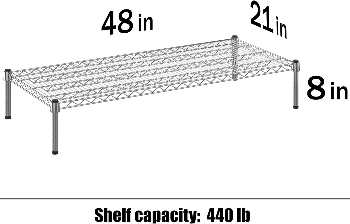 21" Deep x 48" Wide x 8" Height Wire Shelving Kit | 1-Tier | NSF Commercial Storage Rack Unit