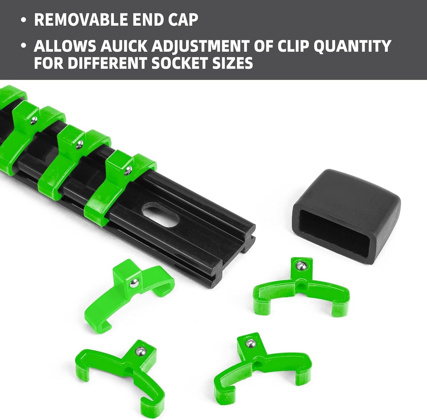 Socket Organizer Drive ABS Tools - Green Socket Holder, Premium Quality 30 Pieces Socket Holders Kit 1/4-Inch x 160 Clips, 3/8-Inch x 150 Clips, 1/2-Inch x 120 Clips（30PC,Green)