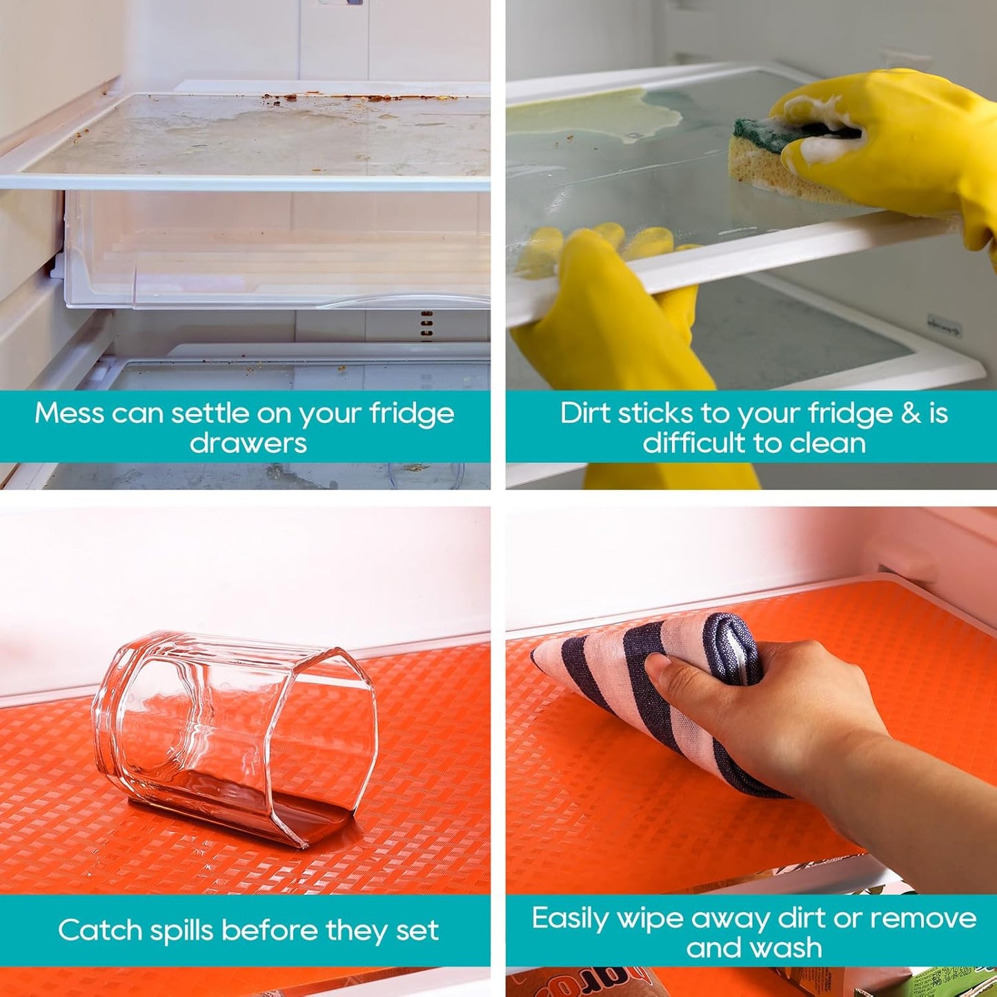 Shelf Liners for Kitchen Cabinets, Waterproof and Oil-Proof Kitchen Cupboard Liner, Refrigerator Liners and Plastic Drawer Mats EVA Non Adhesive Shelves, Fridge - Red 11.8 x 118 Inches