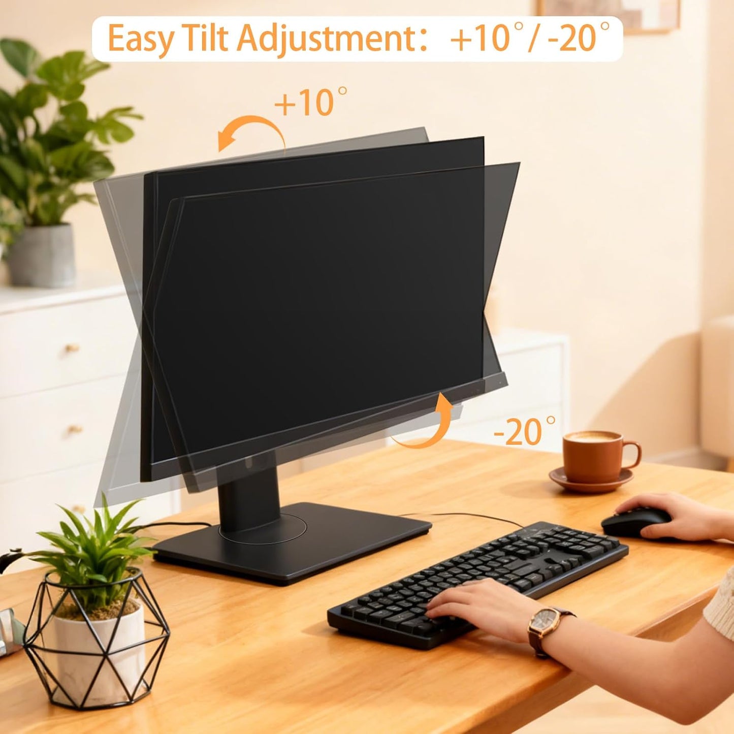 2026 Version Ergonomic VESA Monitor Stand, 150mm Spring Height adjustment,, Tool-Free Base, Swivel, Tilt & Rotation, for 22–26" Monitors, 5.95–7.28 lb, 100x100mm Vesa Mount (5.95～7.28LB)