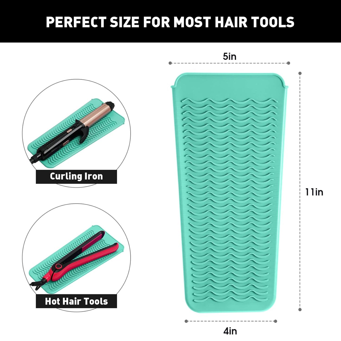 ZAXOP Resistant Silicone Mat Pouch for Flat Iron, Curling Iron,Hot Hair Tools (Mintgreen)