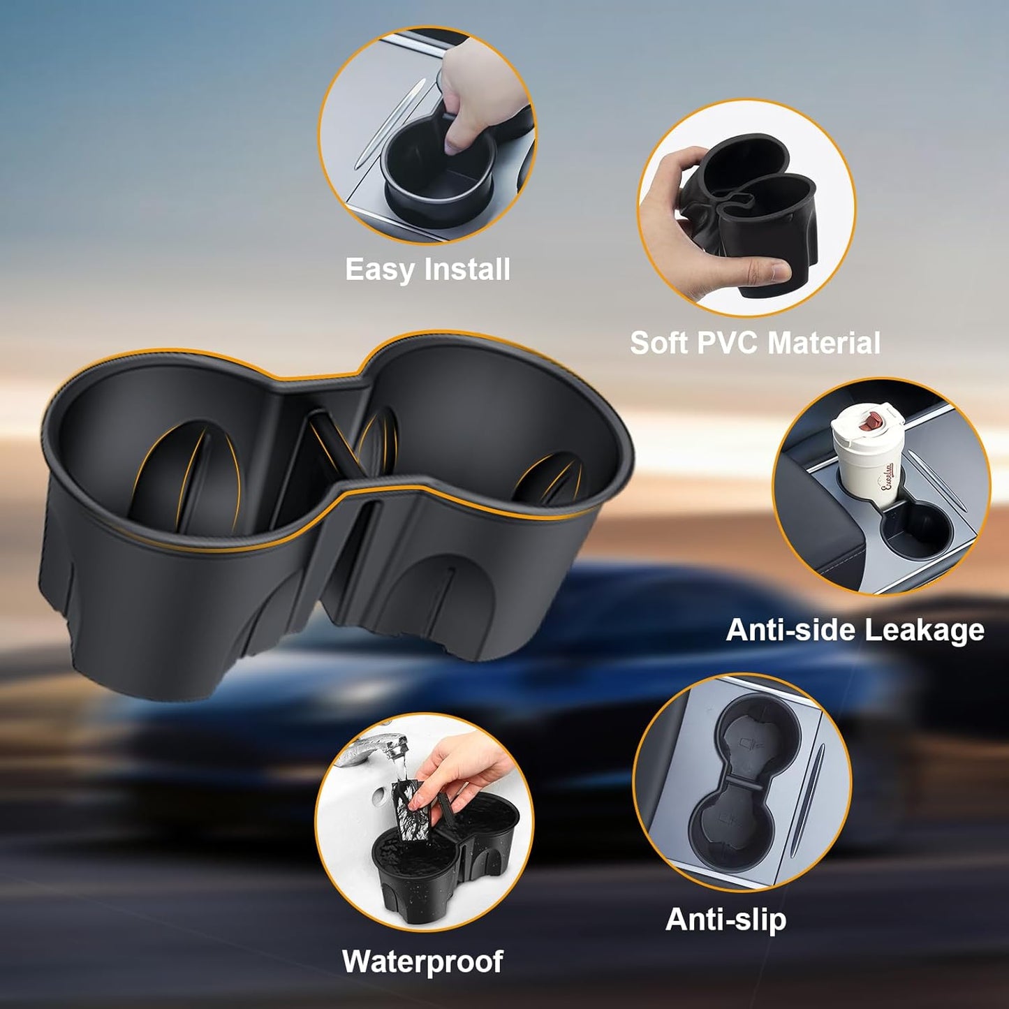 Center Console Organizer Tray for Tesla Model Y 2020-2024(Not Fit Model Y 2025 Juniper), 6PCS Interior Accessories with Armrest Storage Tray, Hidden Storage Box, Cup Holder Insert, Under Seat Box