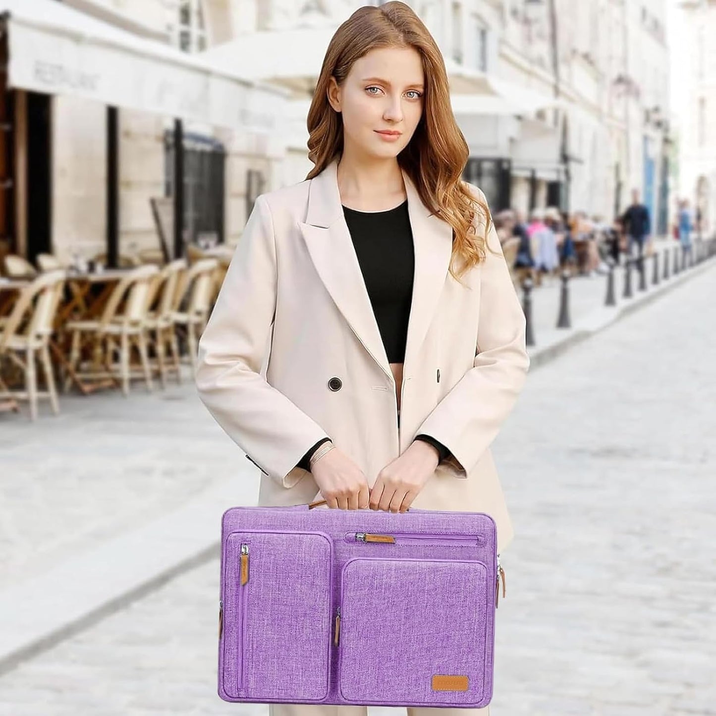 MOSISO 360 Protective Laptop Case 15 inch, 15 inch Laptop Sleeve Compatible with MacBook Air M4 M3 M2 2025 2024 2023, Dell XPS Plus, Side Open Carrying Case with 4 Zipper Pockets&Handle, Lilac