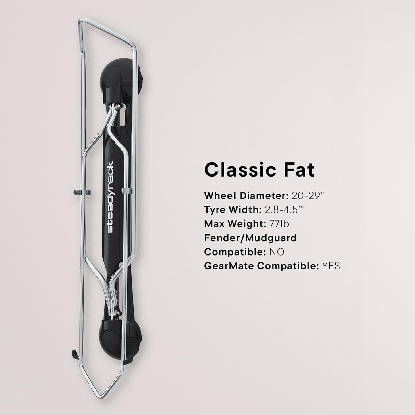 Steadyrack Bike Rack for Fat Bikes - The Original Wall Mounted Vertical Bike Storage - Fits Fat Tires - Space Saving Pivot Design - Heavy-Duty Steel Rack for Indoor Garage, Apartment or Home Use