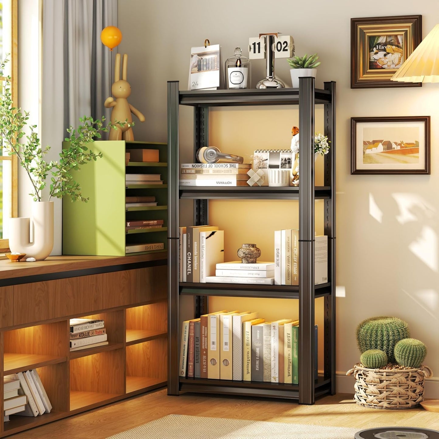 Garage Storage Shelves,5 Tier Shelving Unit, 40 inch Wide, 18” Deep, 78” Tall Organizer Metal Shelf for Basement/Laundry/Pantry Heavy Duty, Adjustable,Easy to Install (4Tier-(39.4"x11.8"x63"))