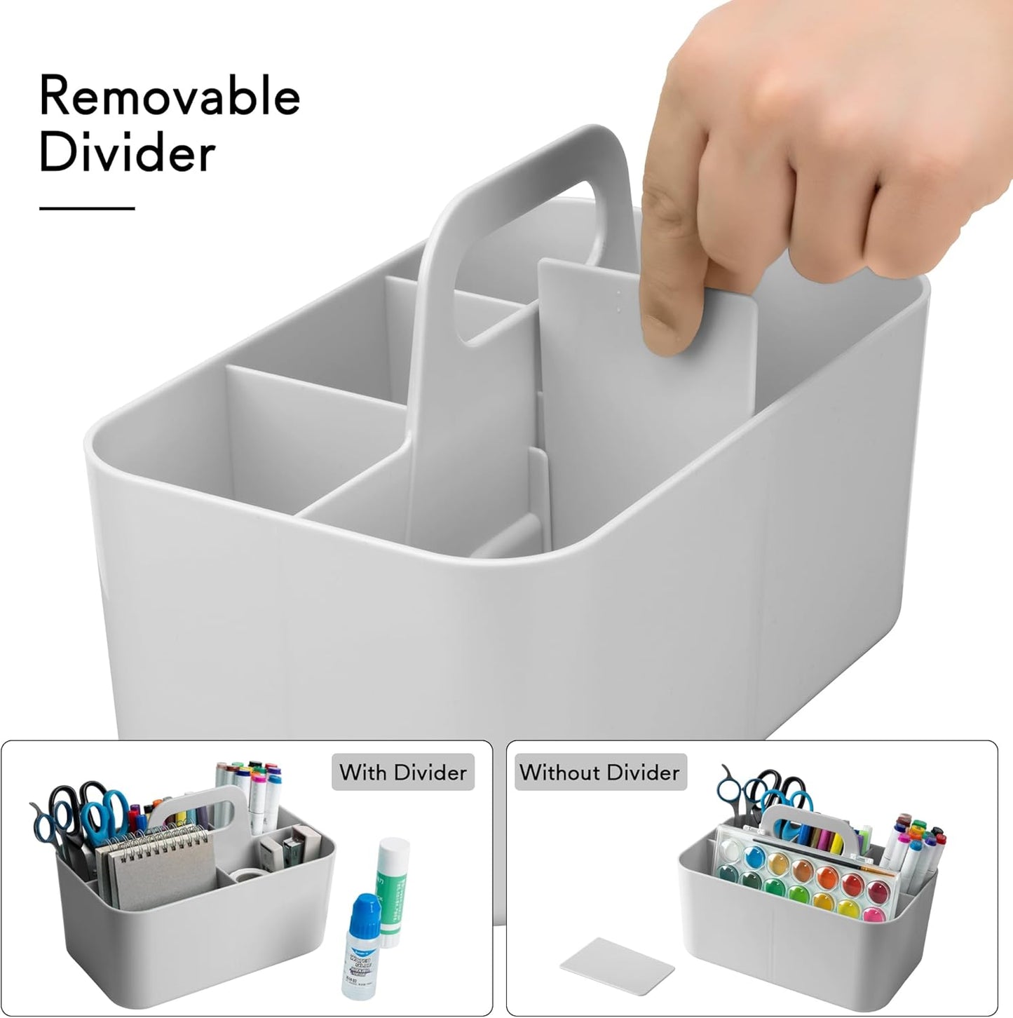 Tiawudi Multipurpose Caddy Organizer, Plastic Caddy with Handle, Stackable Desk Organizer for Stationery, Marker and Pencil, Office Supplies Organizer, Dorm Caddy