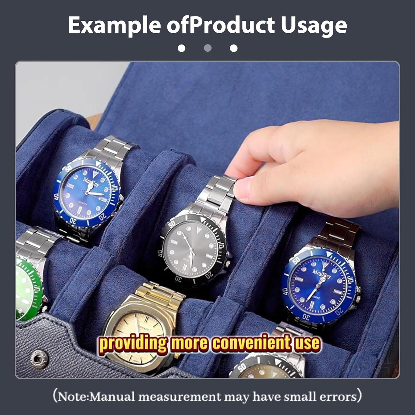 6 Watch Travel Cases for Men - Watch Roll 6 Slots Travel blue Multifunctional Watch Display Box Cabinet ，Christmas Gift for Man/Woman/Office,