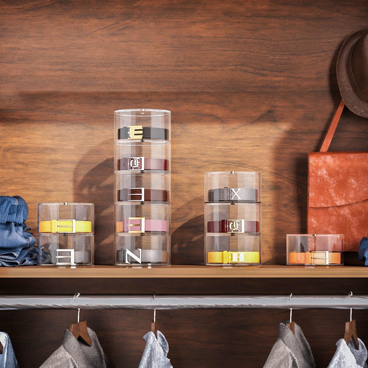 NIUBEE Belt Organizer, Acrylic 8 Layers Belt Case Storage Holder and Display for Accessories like Jewelry,Watch,Bracelets