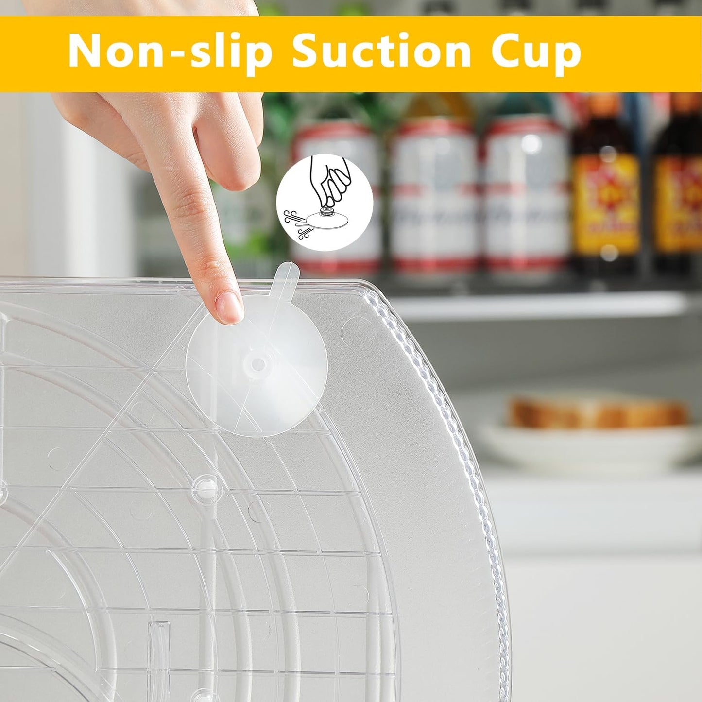 ROWNYEON Lazy Susan Turntable Organizer for Large Refrigerator, 360° Rotate Fridge Organizers and Storage, 16.54 Inches Rectangle Lazy Susan Organizer for Fridge, Cabinet, Pantry,2