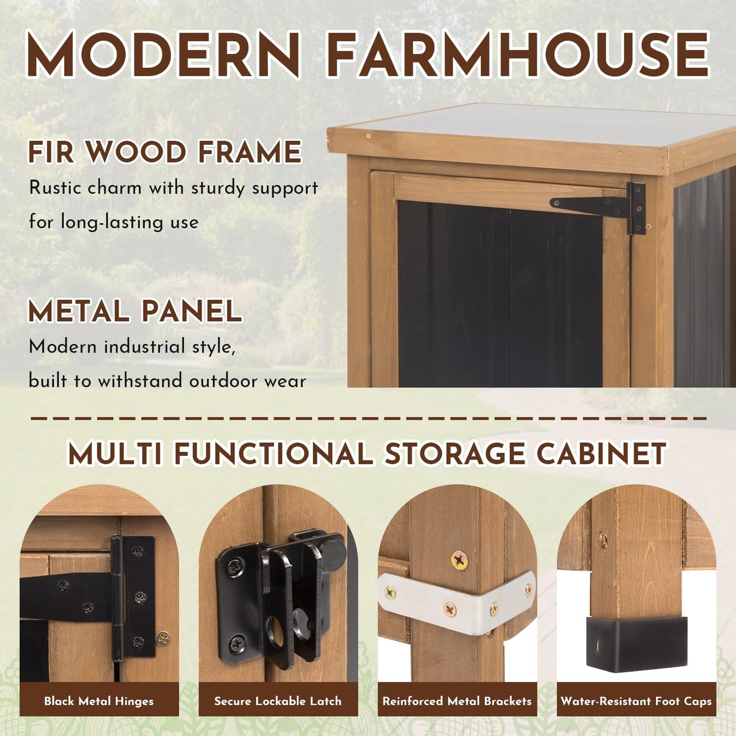 Outdoor Storage Cabinet, 62" Tall Thin Garden Cabinet with Adjustable Shelf and Weather-Resistant Design Farmhouse Accent Cupboard for Patio, Garden, Yard or Porch (18" L x 18" W x 62" H)