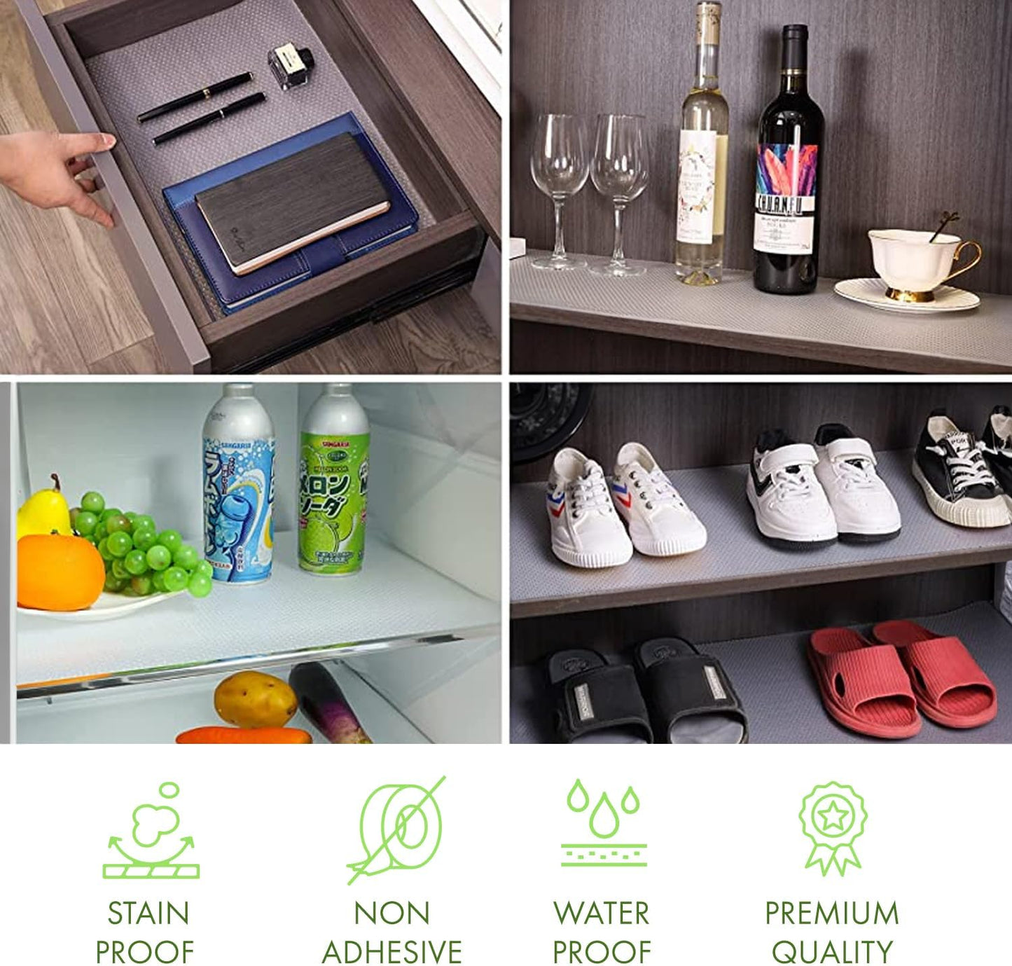 EVALAND Shelf Liners for Kitchen Cabinets Non-Adhesive 13.8" x 20 FT Clear Drawer Liner Non Slip, Washable Cabinet Liner, Waterproof Shelf Liners for Cabinets, Refrigerator Bathroom Pantry Cabinet Mat