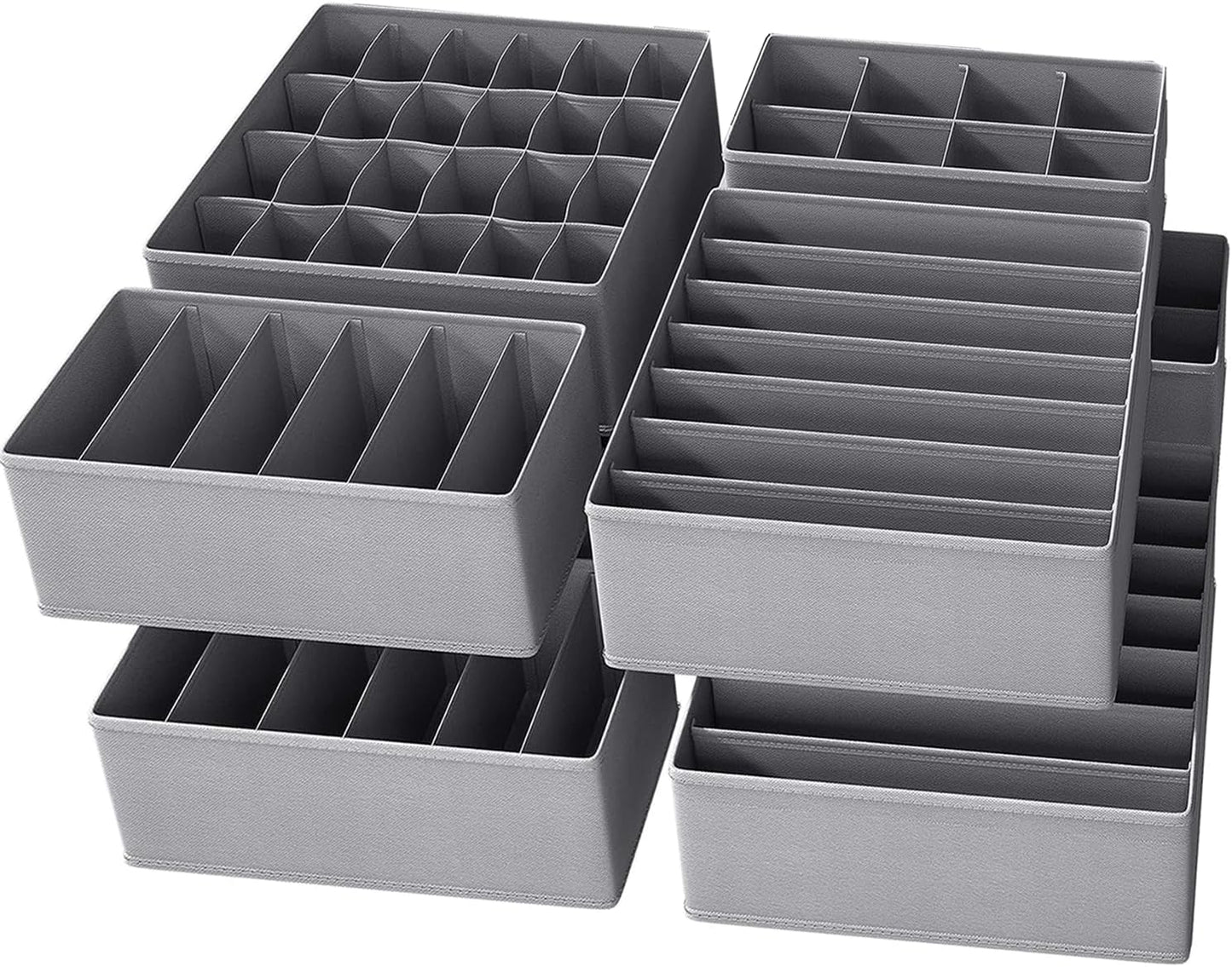 8 Pack Dresser Drawer Organizer Clothes Underwear Sock Storage Drawer Dividers Grey Foldable Closet Organizer Storage Box