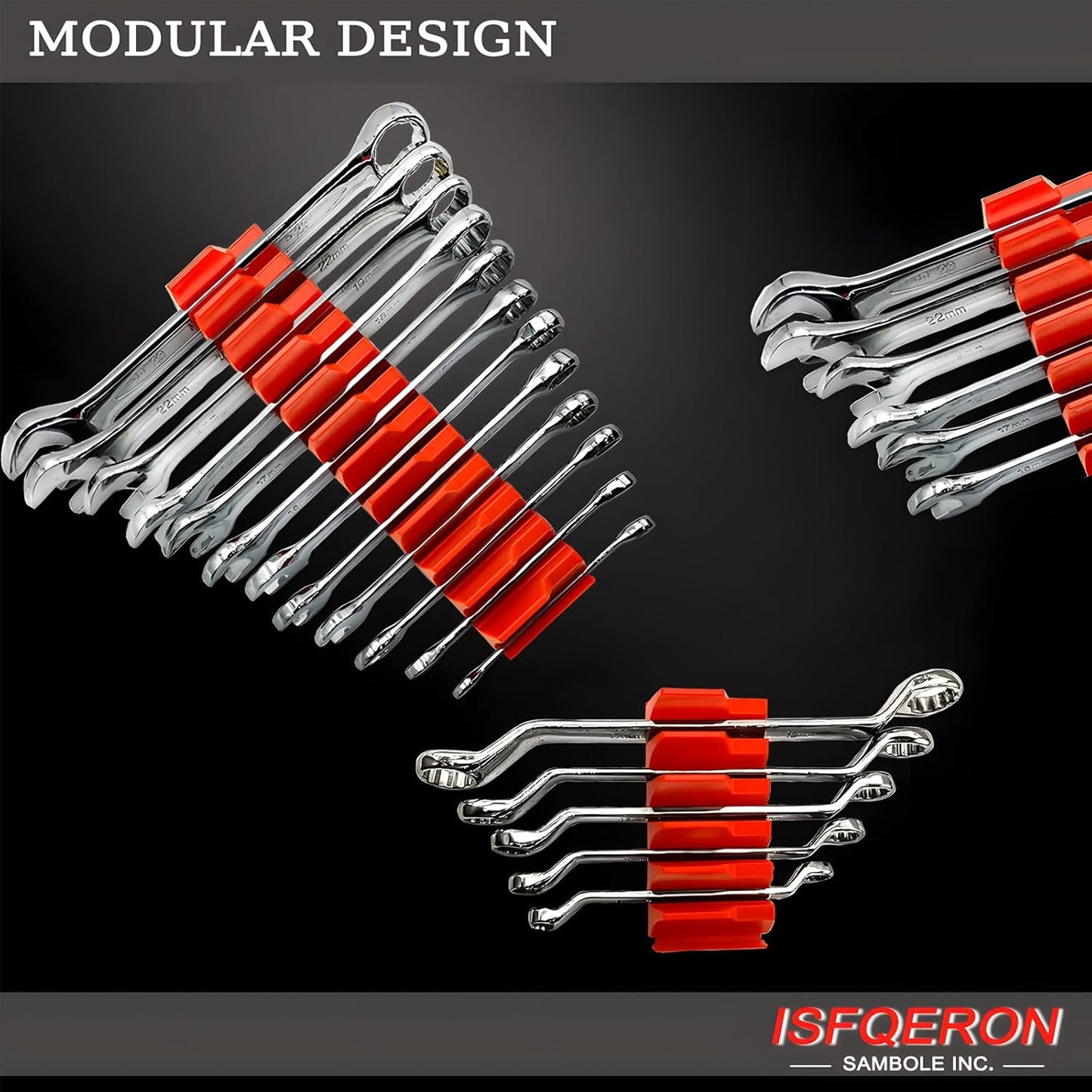 92PC Magnetic Wrench Organizer for Toolbox Drawers - Heavy Duty Modular Tool Rack with SAE/Metric Labels,Customizable Storage & Strong Magnet Base (Red)