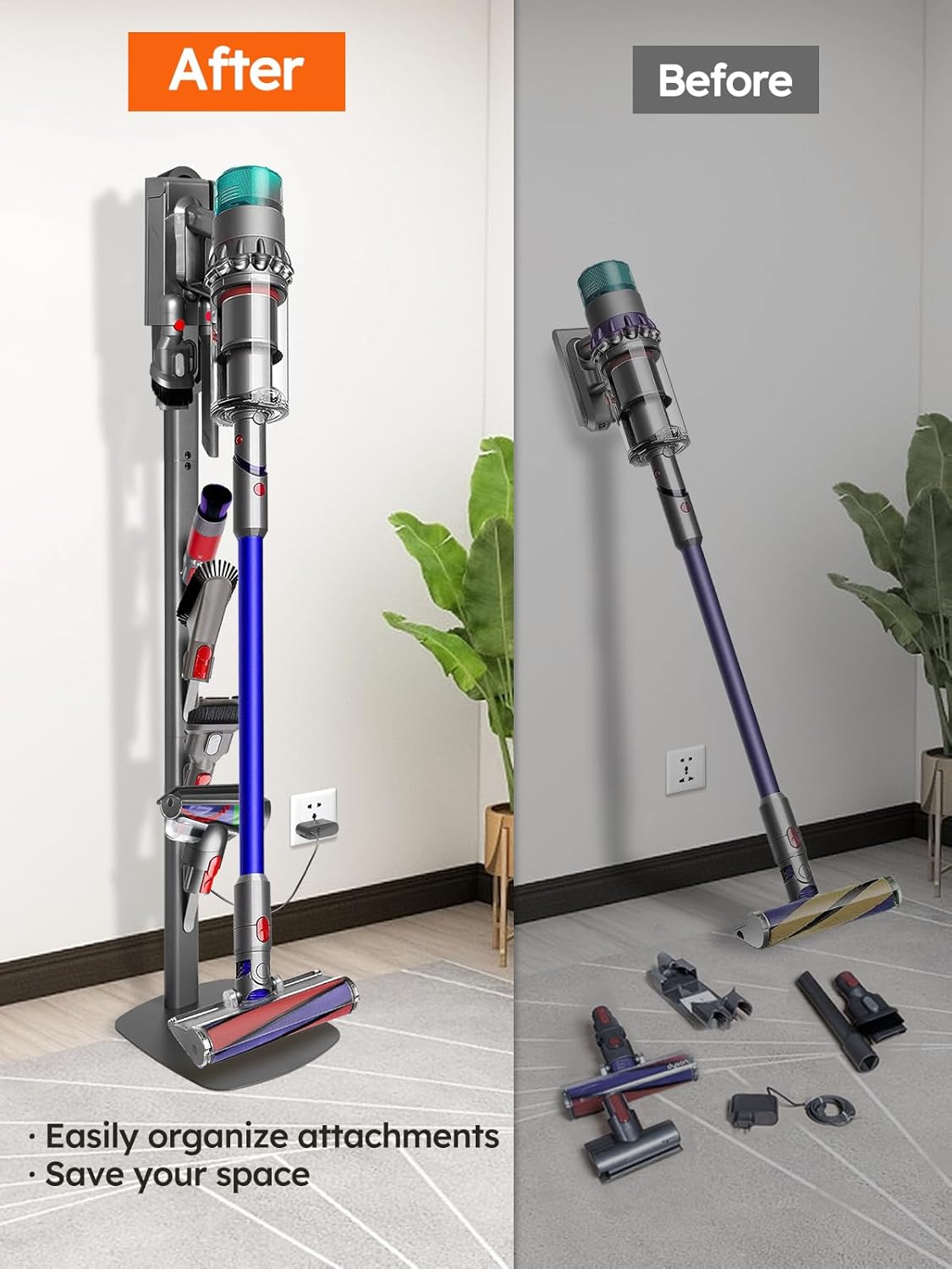 Vacuum Stand for Dyson Gen5 V15 V12 V11 V10 V8 V7 V6 – Stable Metal Holder with Hidden Cord Management, Storage Rack for Dyson Cordless Vacuum & Accessories, Easy Installation