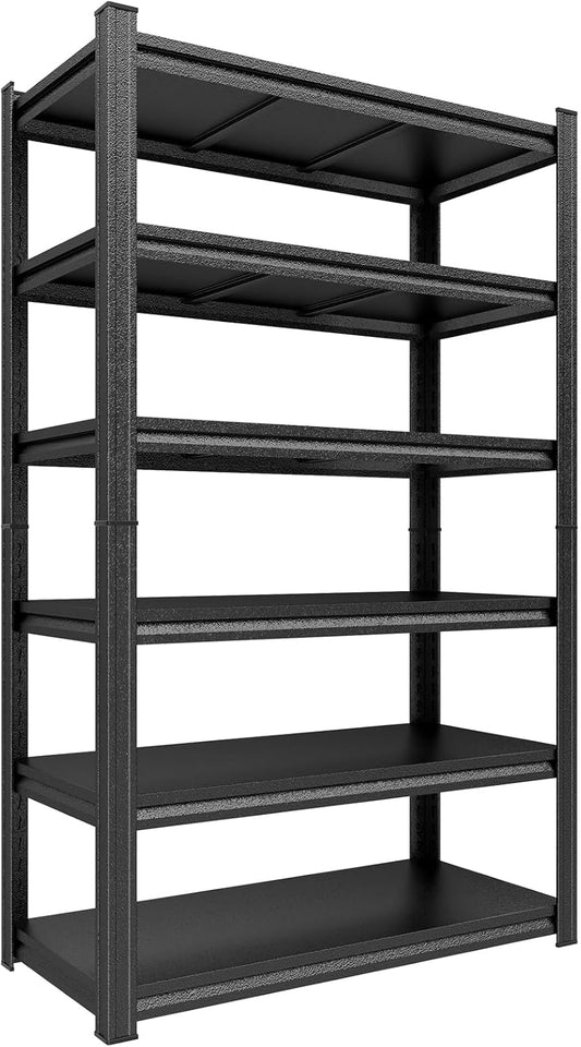 Garage Storage Shelves,5 Tier Shelving Unit, 40 inch Wide, 18” Deep, 78” Tall Organizer Metal Shelf for Basement/Laundry/Pantry Heavy Duty, Adjustable,Easy to Install (6Tier-35.4"Wx15.7"Dx82"H)