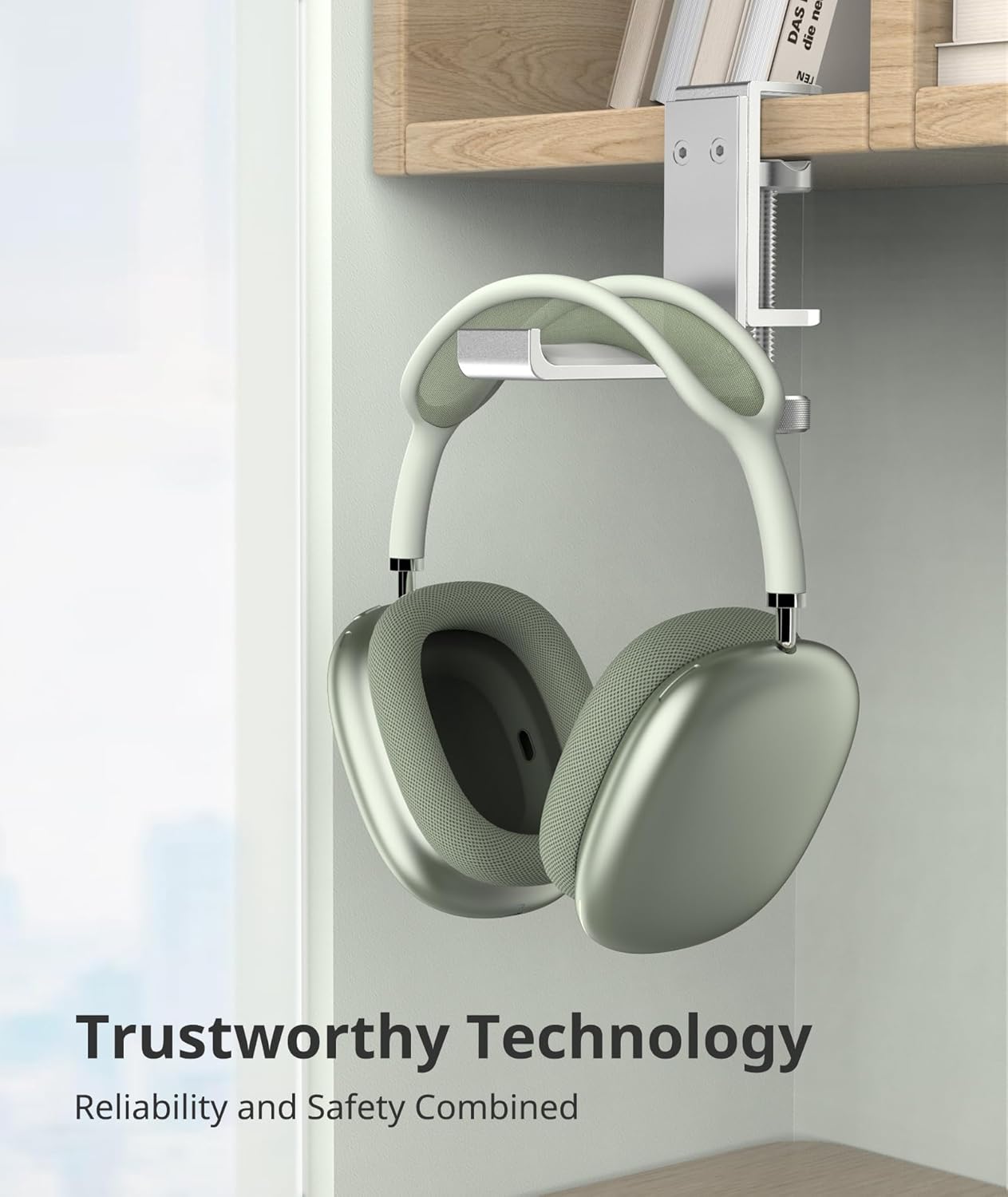 Headphone Stand for Desk – Aluminum Under Desk Headset Stand with Foldable Hook, Headphone Holder Clamp Mount for Gaming Accessories, Space-Saving Headset Hanger