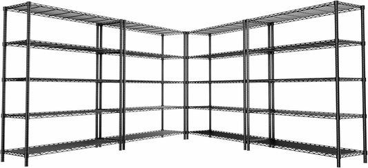 Storage Shelves Heavy Duty, 4 PCS 48" L x 20" W x 72" H Garage Wire Shelving Unit Loads 2000LBS, 5-Tier Adjustable Metal Industrial Utility Shelf Rack for Kitchen, Laundry Room, Warehouse, Basement