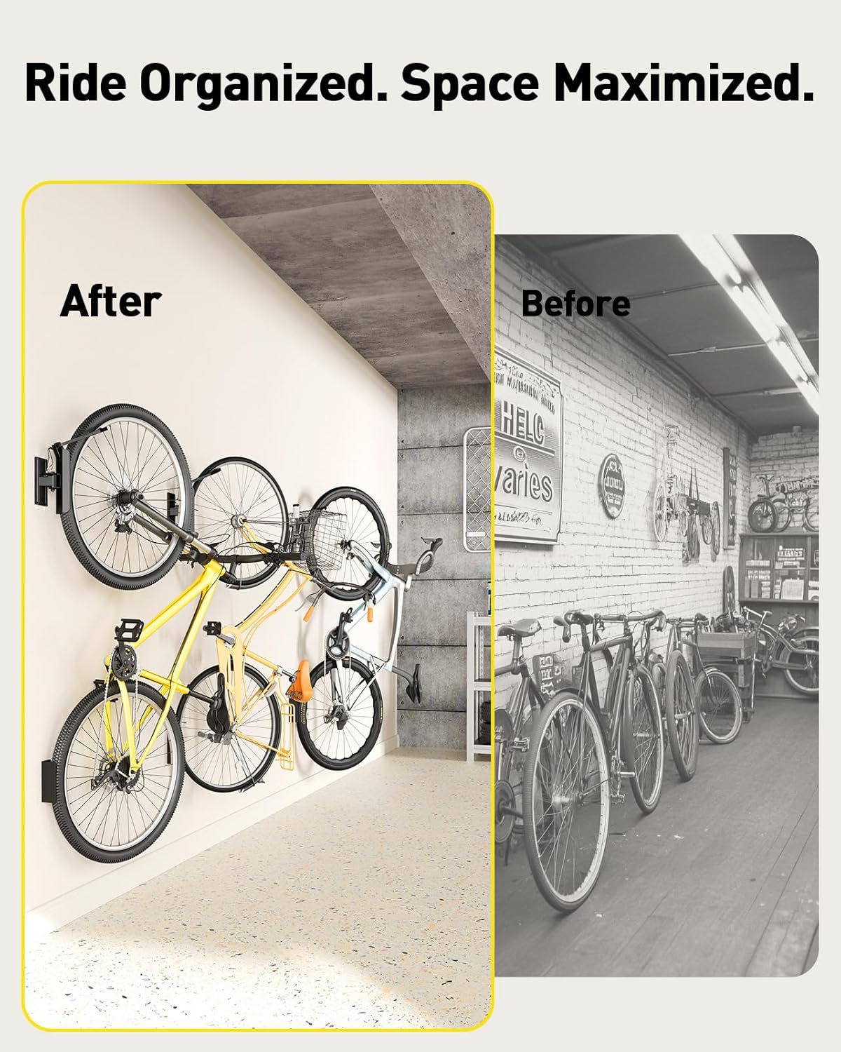 Alphamount AM Swivel Bike Wall Mount, Metal Wall Bike Rack with Durable Sleeves, Space-Saving Vertical Bike Rack with 180° Swivel for Home and Garage, Bike Storage Hanger Mount Up to 66 lbs, 1-Pack