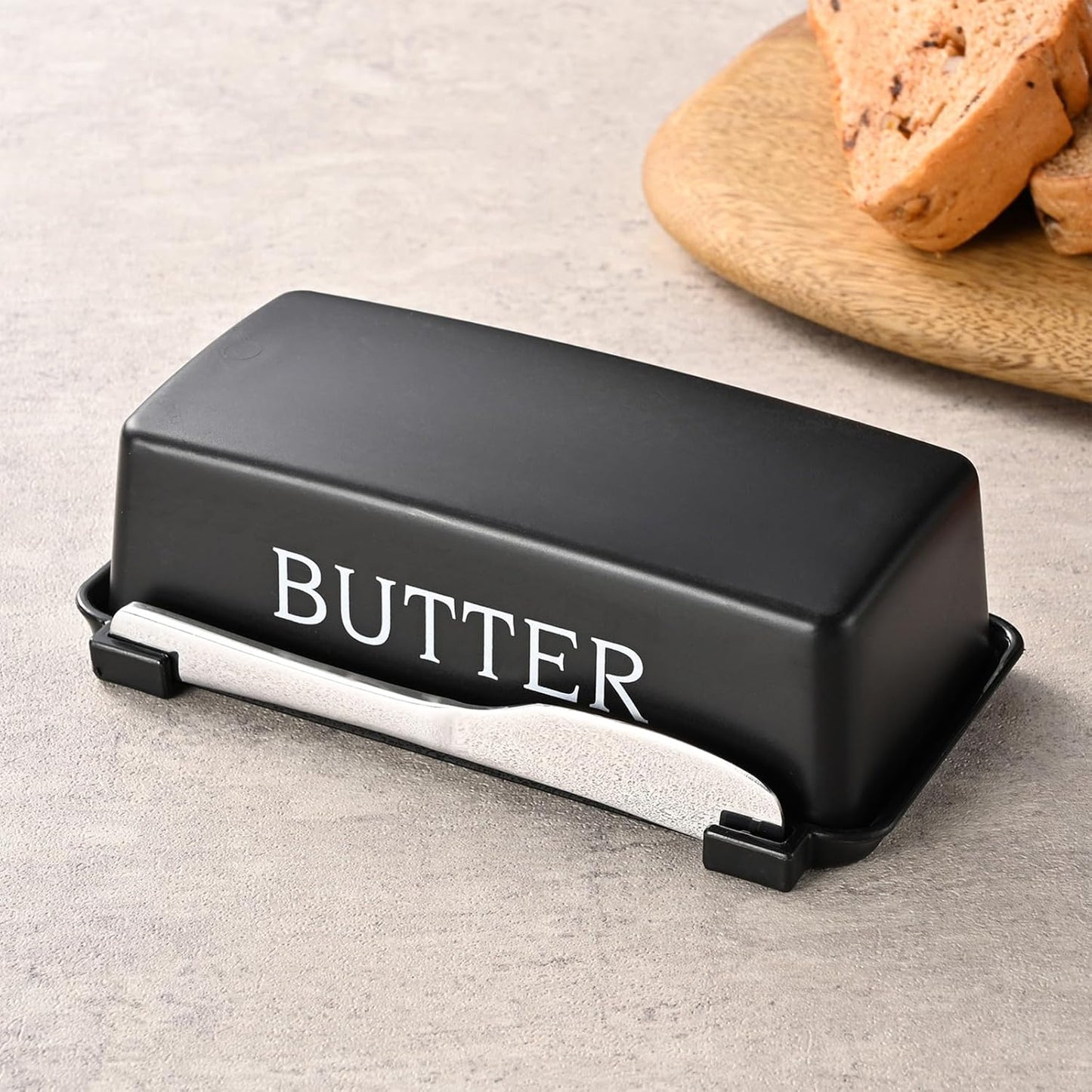 1 Pcs Butter Dish With Lid For Countertop, Kyraton Butter Crock With Stainless Steel Multipurpose Butter Knife, Dishwasher Safe Butter Container, Kitchen Gift For Wife, Mother