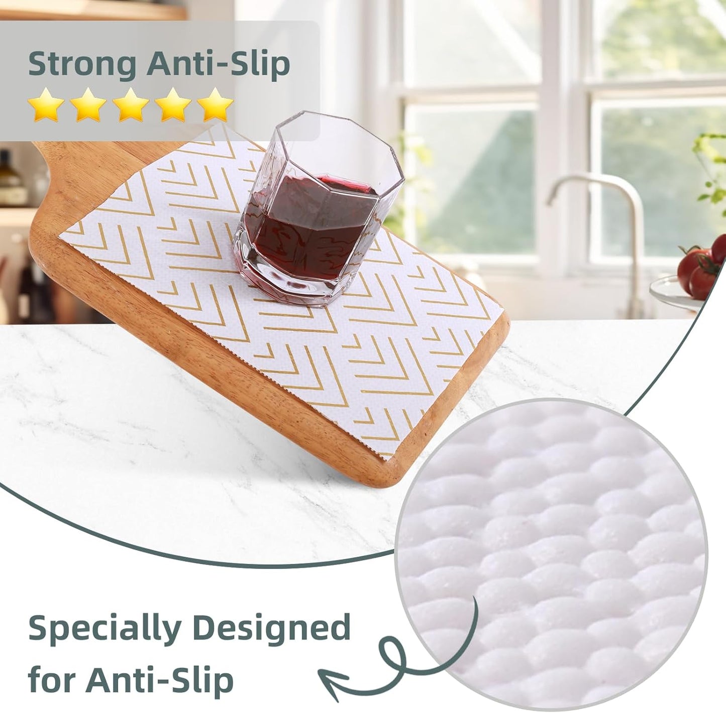 Shelf Liner for Kitchen Cabinets Non Adhesive Drawer Liner Gold Arrow Non-Slip Thickened Shelf Liner Paper Strong Easy to Clean for Tool Box Refrigerator with Knife and Tape Measure 23 inche x 30 feet