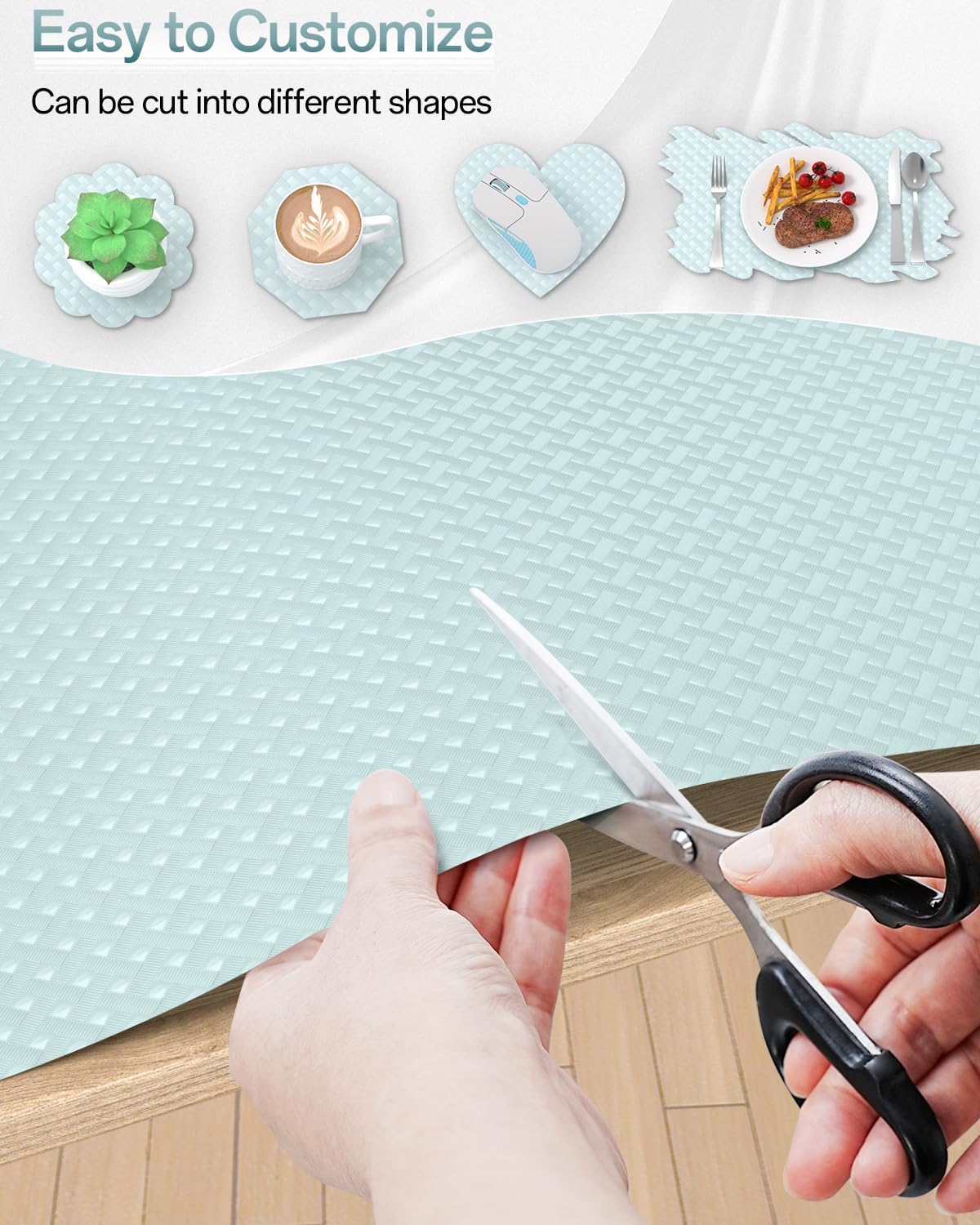 Shelf and Drawer Liner for Kitchen Cabinet, Non-Adhesive 24in x 240in Waterproof Contact Paper Refrigerator Liners Thickened Durable EVA Material Non Slip Mat for Dresser Cupboard Pantry Protector