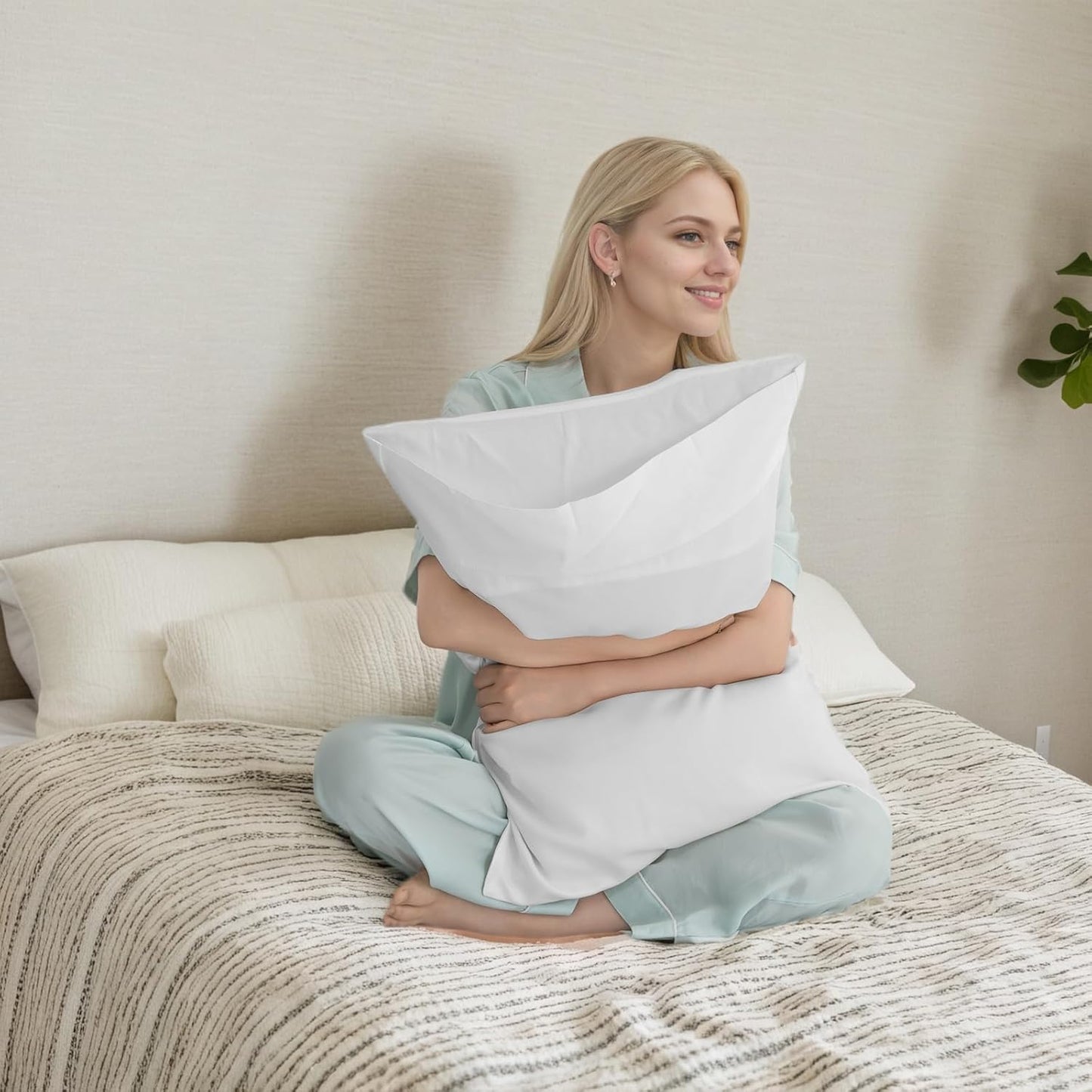 TELUS Pillow Cases King Size 2 Pack, Bamboo Rayon Cooling Pillowcases with Envelope Closure, Cool Breathable Pillow Case for Hot Sleepers & Night Sweats, 20x36 inches, White