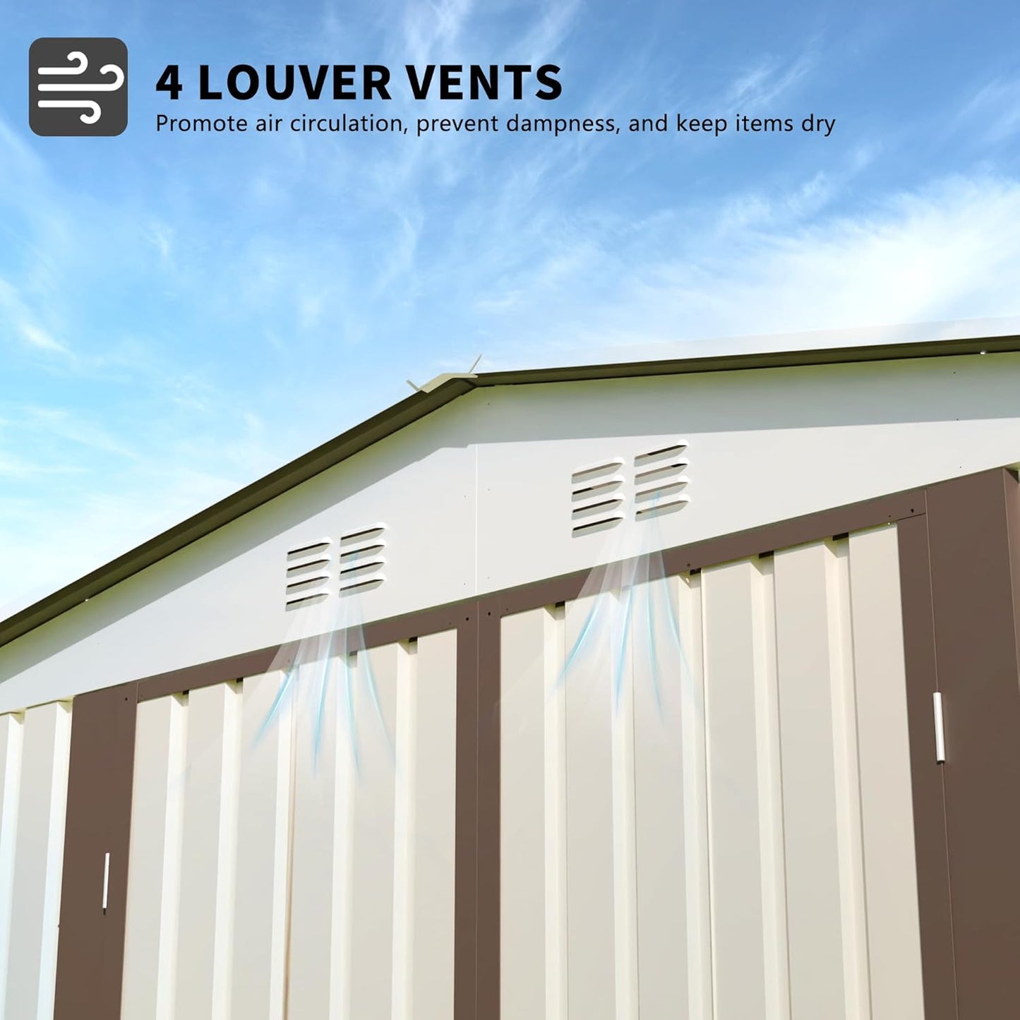 Outdoor Sheds 10FT x 8FT Outdoor Storage Metal Anti-Corrosion Utility Tool House with Lockable Door & Shutter Vents Outdoor Waterproof Garden Tool Storage Sheds with Metal Foundation