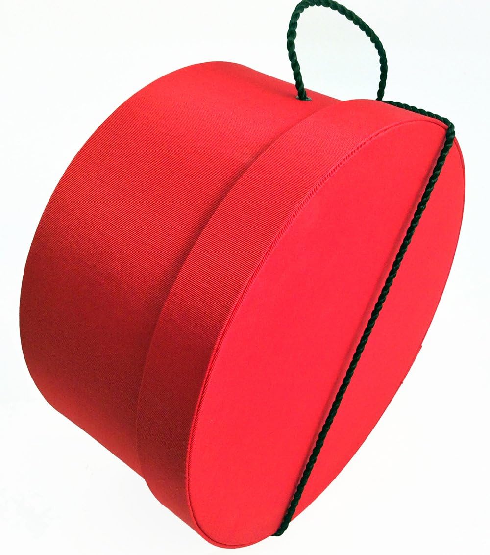 Sarah's Hat Boxes Classic Red Hat Box – 16.75" x 8.5" (Dia. x Ht.) Handmade in USA – Odorless Non-Toxic Adhesive, Cording Handle – Premium Storage for Hats & Accessories