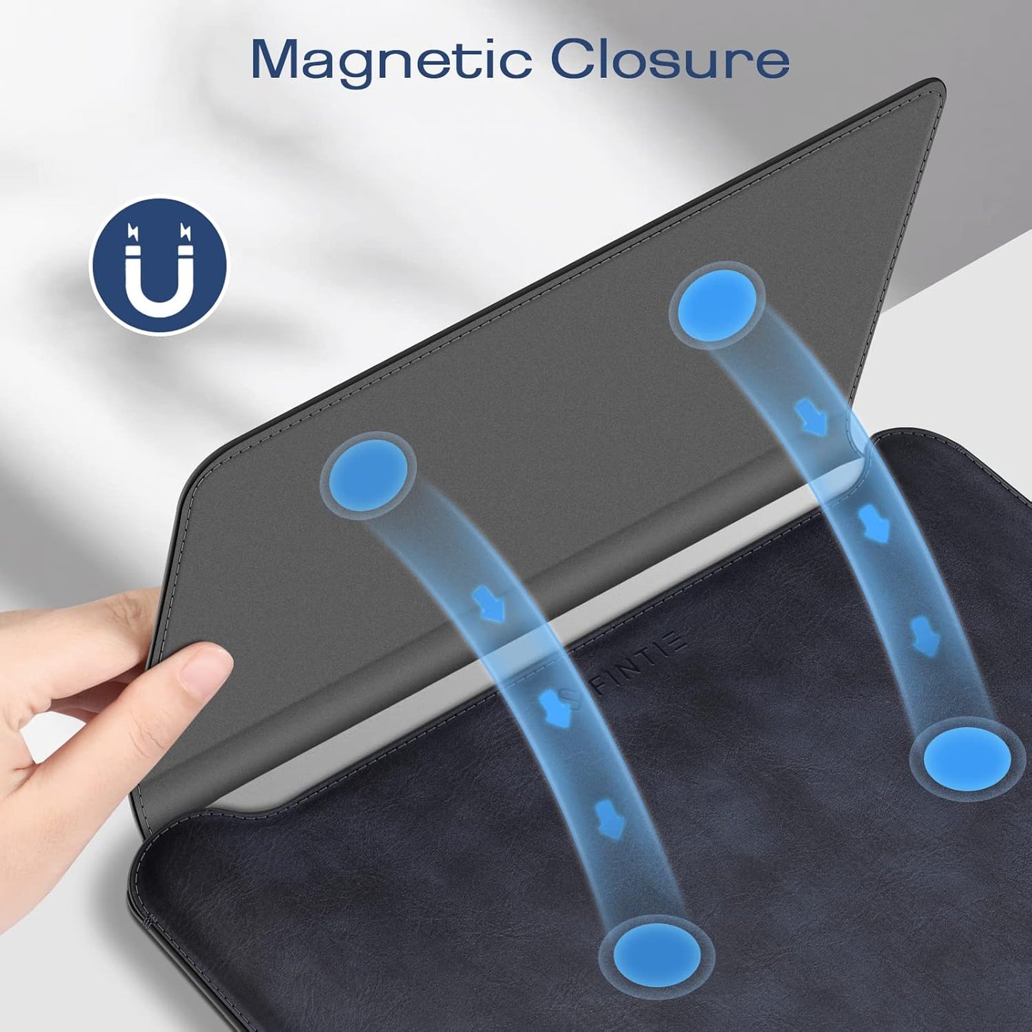 Fintie Sleeve Case for MacBook Air 13.6 A3240 A3113 A2681, Pro 14 A3434 A3401 A3185 A3112 A2992 A2918 A2779 A2442, MacBook Pro/Air 13 - PU Leather Slim Bag Cover with Stand Feature, Navy