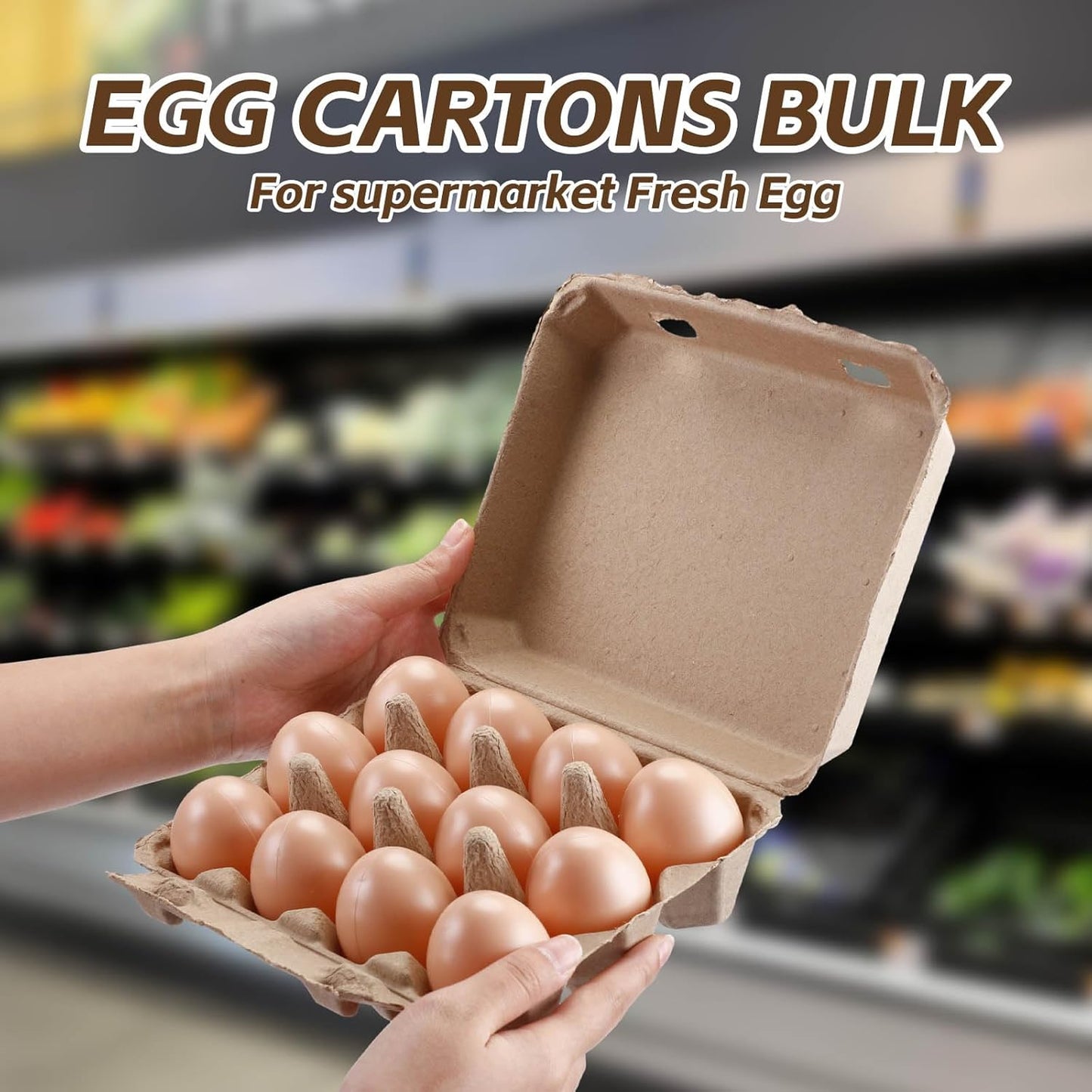 Zhanmai 100 Pack Egg Carton Bulk 12 Chicken Duck Egg Carton Vintage Printed Farm Fresh Crate with 3 x 4 Holds Recycled Paper Cardboard Sturdy Reusable Box Holder(Classic Style)