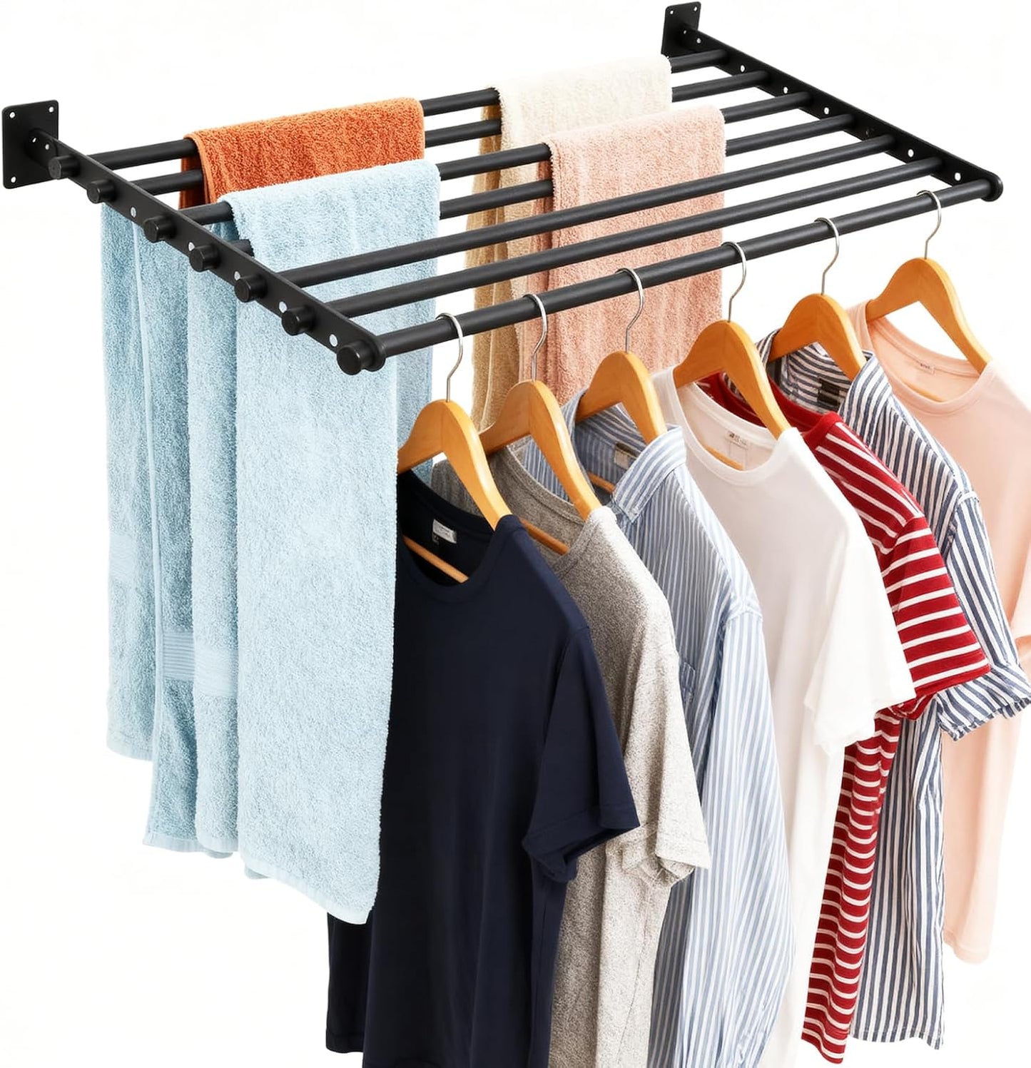 Wall Mounted Drying Rack, 28 Inches Wall Laundry Drying Rack Collapsible Indoor Clothes Drying Rack for Hanging Clothes