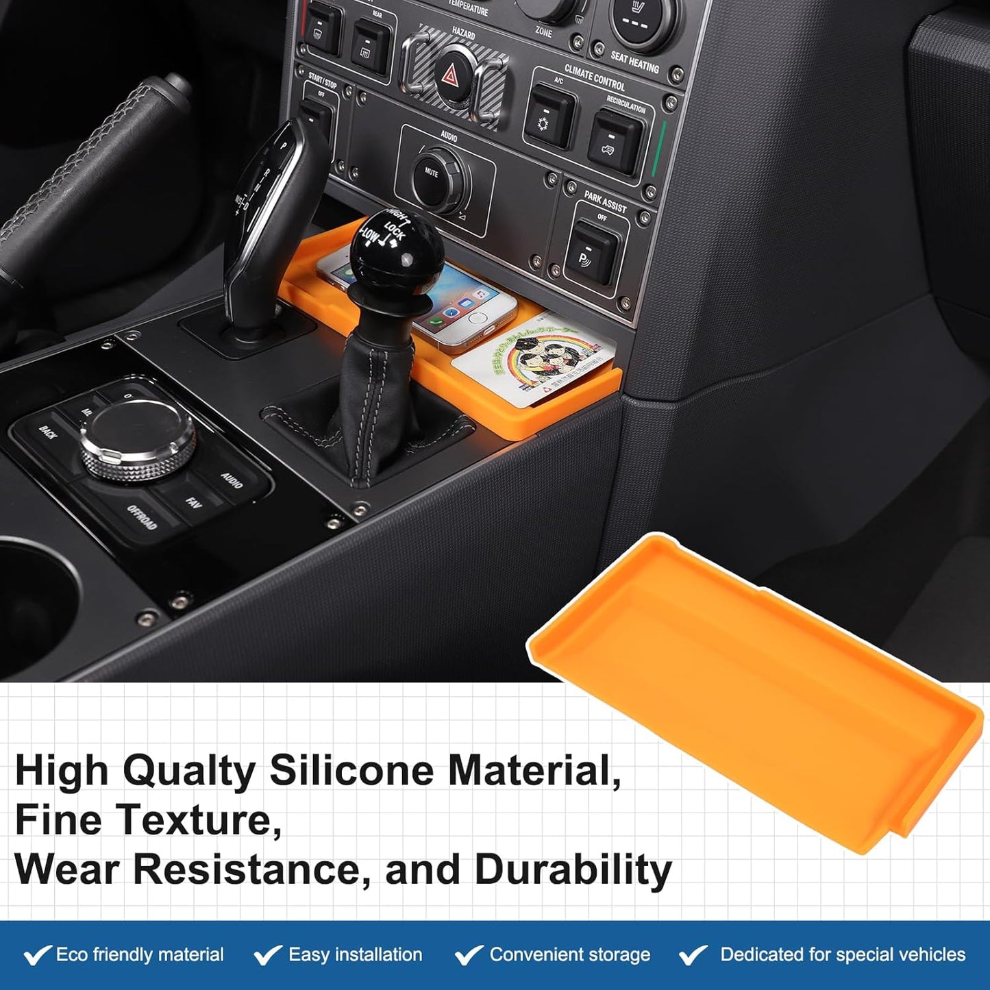 Gear Shift Center Console Front Tray Organizer Compatible with INEOS Grenadier 2020-2024, Center Console Organizer Insert Tray Accessories (Orange)