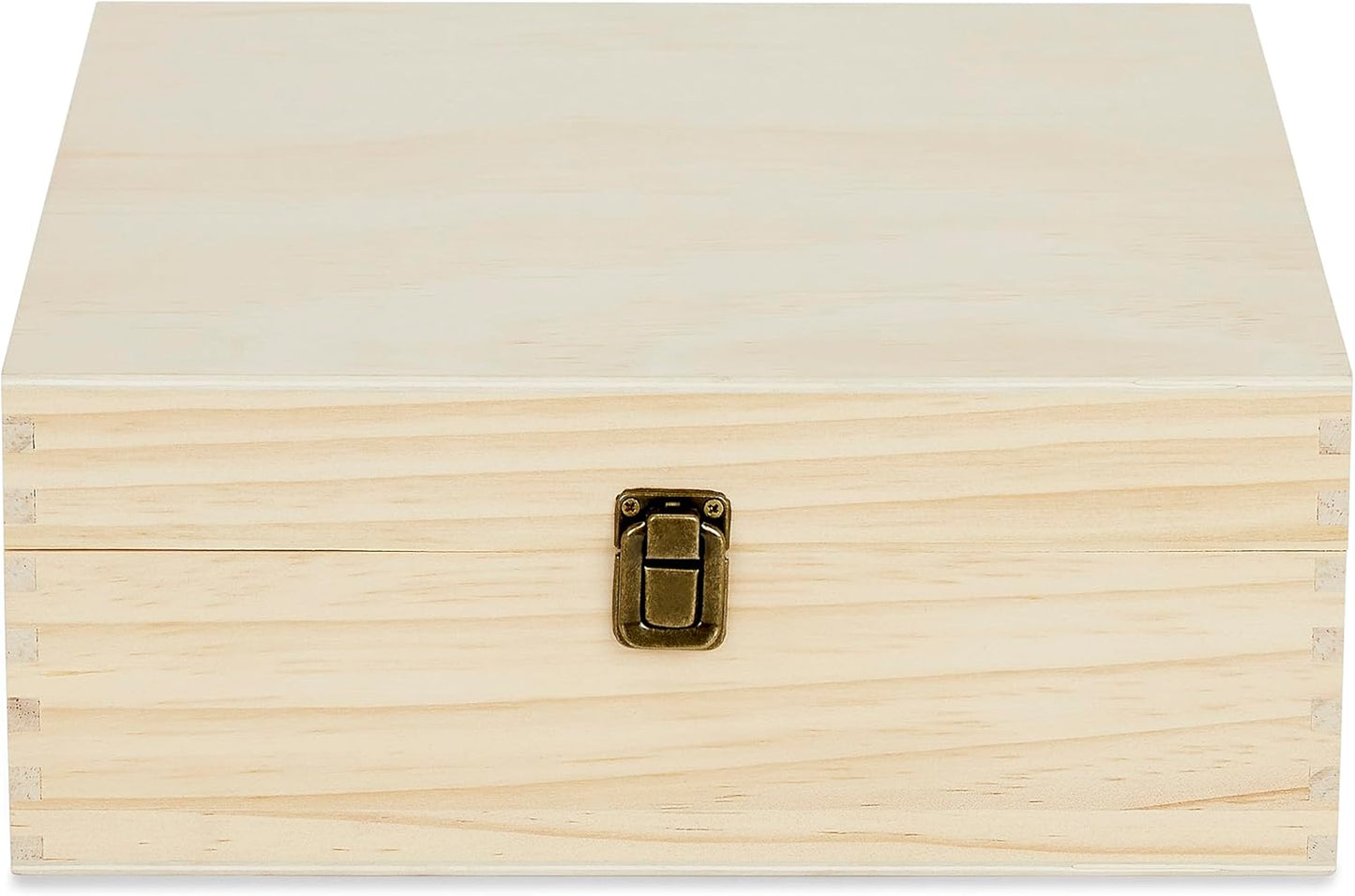 makerflo Large Natural Pine Wood Memory Box with Black Felt Inside, Hinged with Clasp, Keepsake Wooden Box Ideal for Craft and Personalization (Laser Engraving, Epoxy, UV DTF, and Vinyl) – Pack of 12