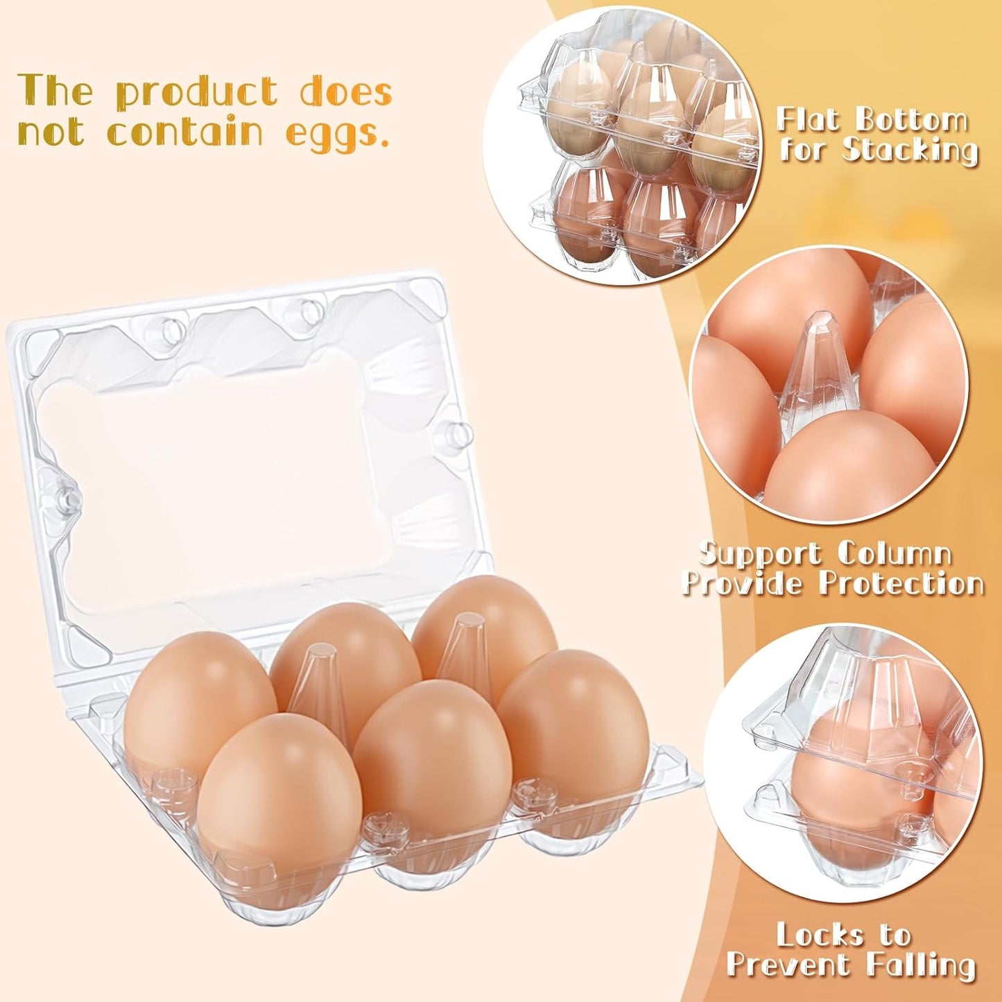 Zubebe 200 Pieces Clear Egg Cartons Plastic Egg Cartons Bulk Empty Chicken Egg Tray Holds Securely Clear Blank Egg Cartons for Chicken Farm Business Market Home Refrigerator Storage(2 x 3 Grids)