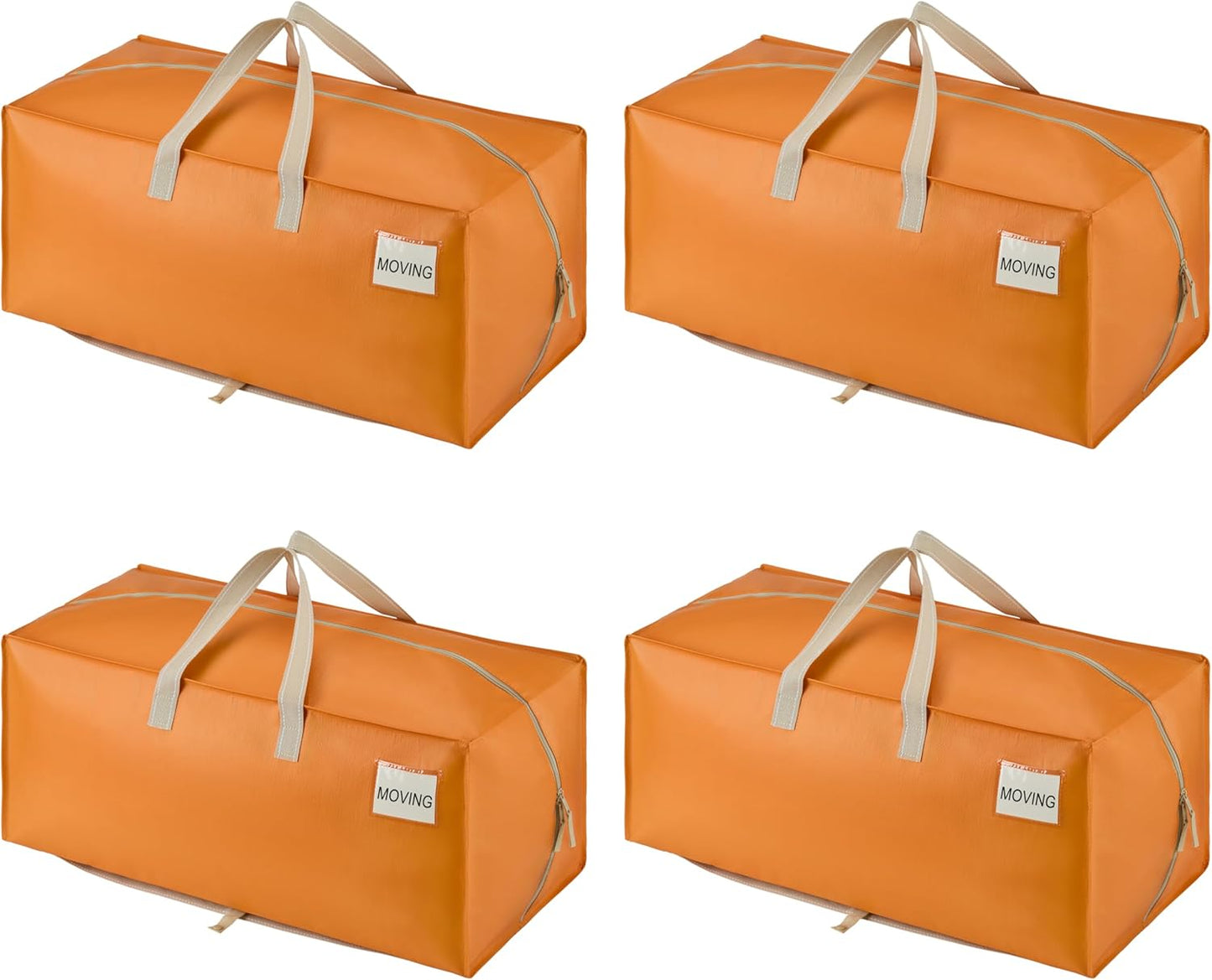 VENO 4 Pack Moving Bags w/Backpack Straps, Heavy Duty, Moving Boxes Alternative, Packing Supplies, Large Storage Totes for Dorm Room Essentials with Zipper (Seasonal Autumn Orange, 4 Pack)