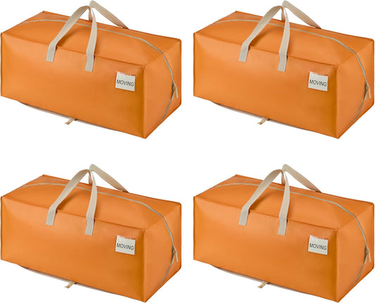 VENO 4 Pack Moving Bags w/Backpack Straps, Heavy Duty, Moving Boxes Alternative, Packing Supplies, Large Storage Totes for Dorm Room Essentials with Zipper (Seasonal Autumn Orange, 4 Pack)