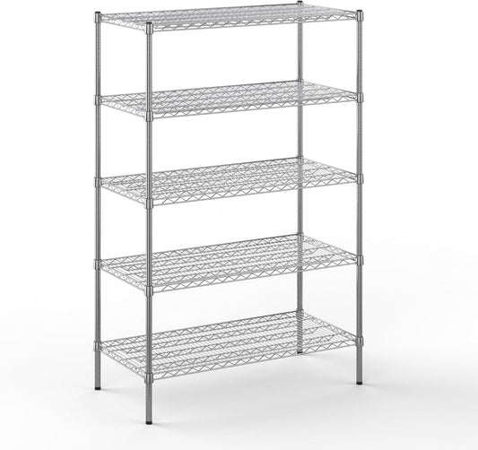 Wire Shelving Kit | NSF Commercial Storage Rack Unit (5-Tier | 64" Height, 21" Deep x 42" Wide)