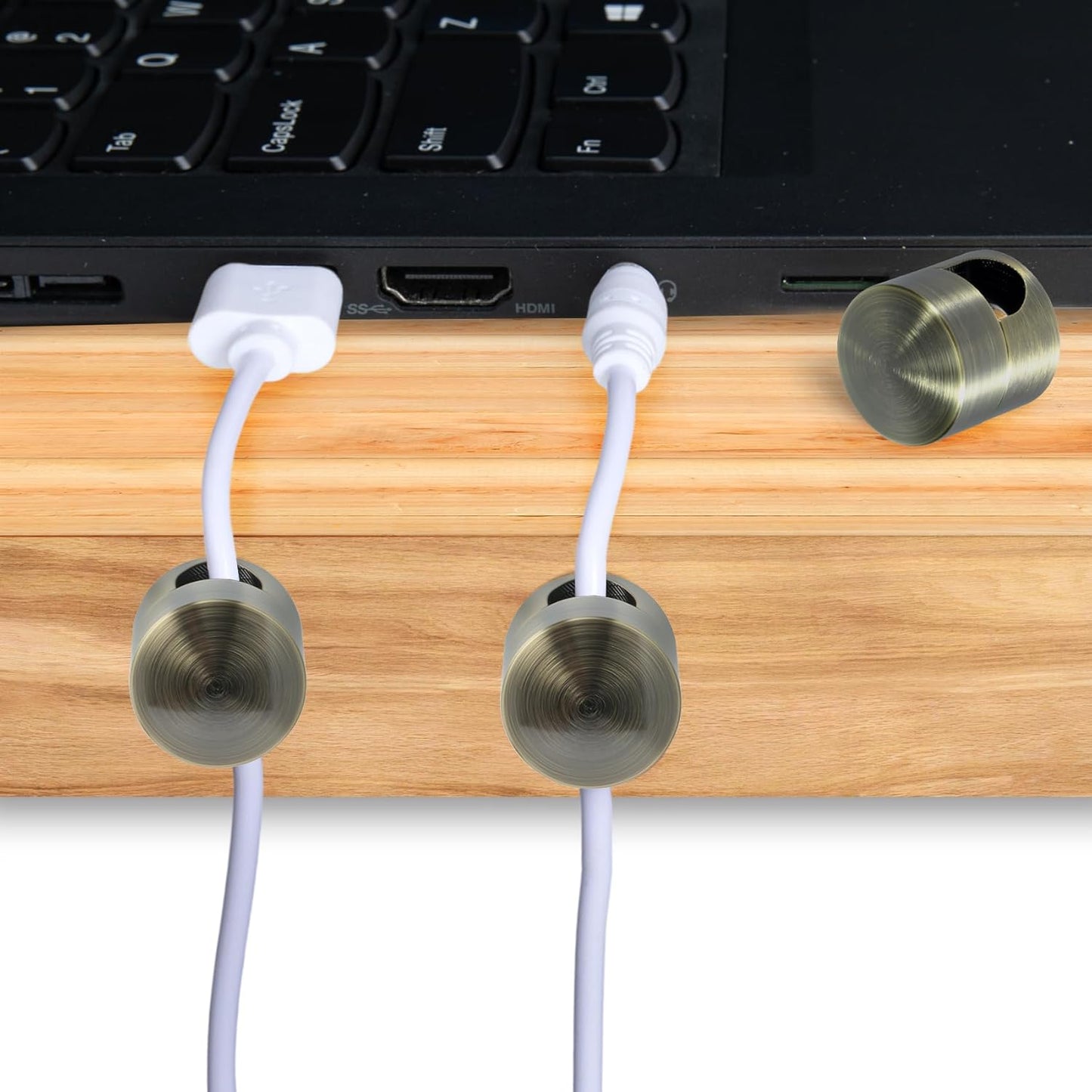 6 Sets Charger Holders for Cords, Antique Copper Color Adjustable Cable Anchor Holders, Adhesive Metal Cord Clips, Cable Management Wire Organizers for Desk, Office, Nightstand