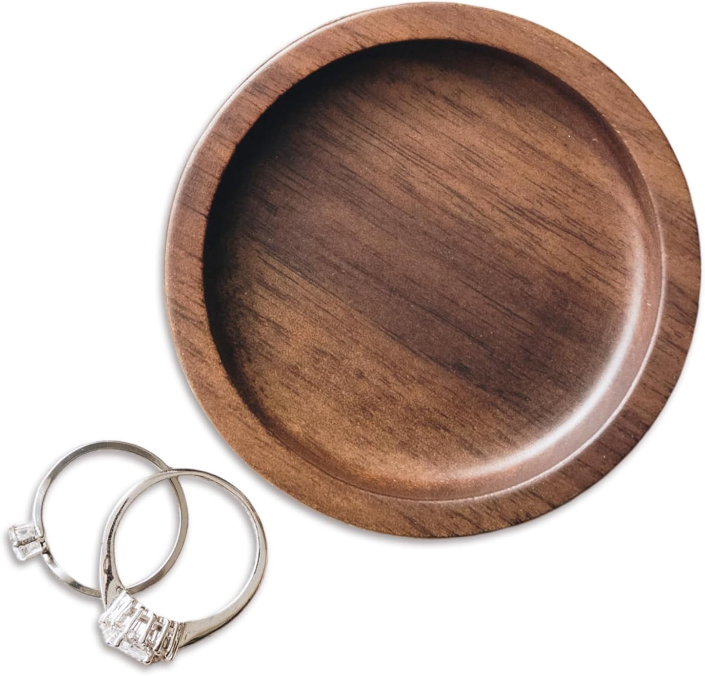 Walnut Wood Ring Holder, Engraved Jewelry Dish and Storage Tray, Unique Gift for Her, Valentine’s Day Gift