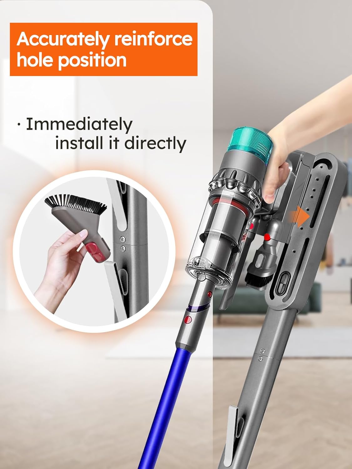 Vacuum Stand Compatible with Dyson Gen5 V15 V12 V11 V10 V8 V7 V6, Heavy Base Metal Vacuums Attachment Holder with 4 Hooks, Hidden Cord Management & Storage Bracket for Dyson Cordless Vacuums