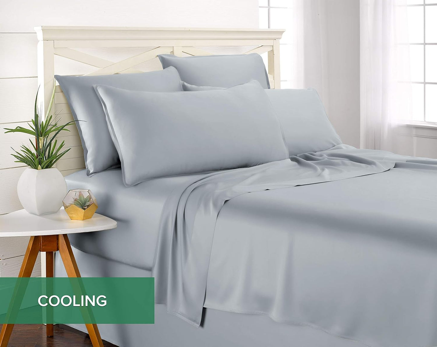 King Pillowcases by Pure Bamboo, Genuine 100% Organic Viscose Derived from Bamboo, Luxuriously Soft & Cooling, Double Stitching, Envelope Closure (2 King Pillowcases, Sterling Blue)