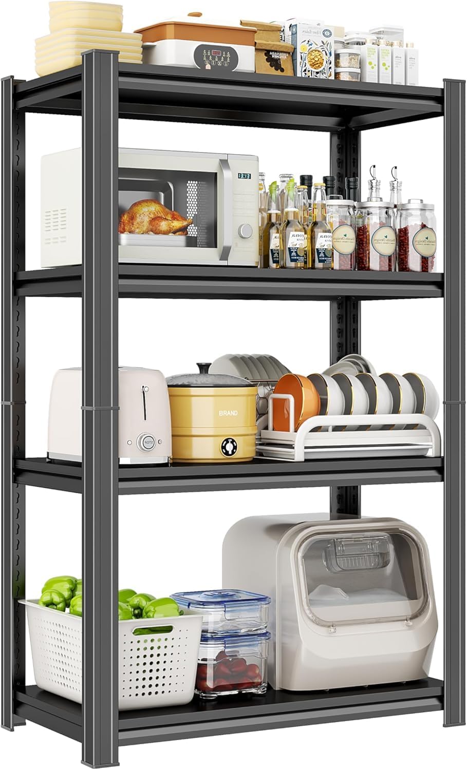 Garage Storage Shelves,5 Tier Shelving Unit, 40 inch Wide, 18” Deep, 78” Tall Organizer Metal Shelf for Basement/Laundry/Pantry Heavy Duty, Adjustable,Easy to Install (4Tier-24"WX14"DX44"H)