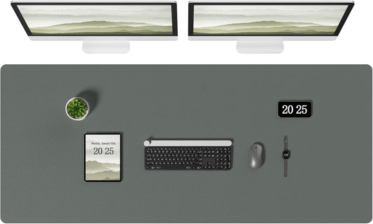 Aothia Leather Desk Pad Protector, Office Desk Mat, Large Mouse Pad, Laptop Desk Pad, Non-Slip PU Leather Desk Blotter, Waterproof Desk Writing Pad for Office and Home (Jungle Green, 55" x 24")
