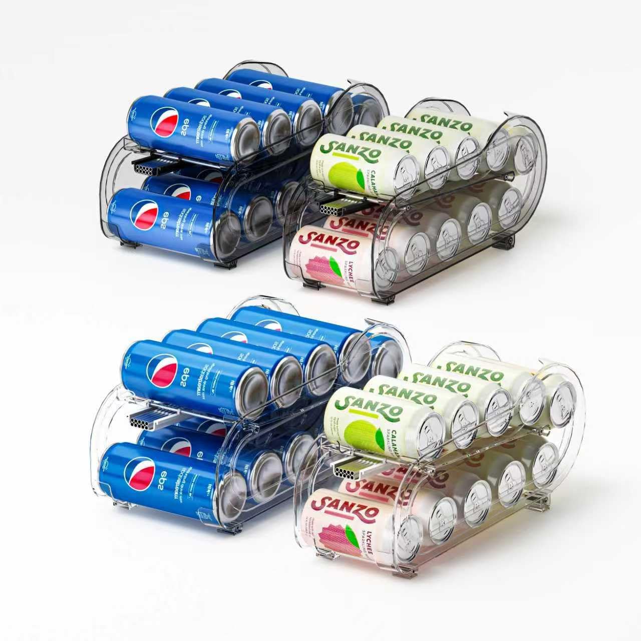Drink Organizer for Fridge, Soda Can Organizer Dispenser for Refrigerator with Automatic Rolling,Organize Standard Size 11.15oz or 12oz Cans Drink,Save space for Fridge、Kitchen、countertop （4 pack）