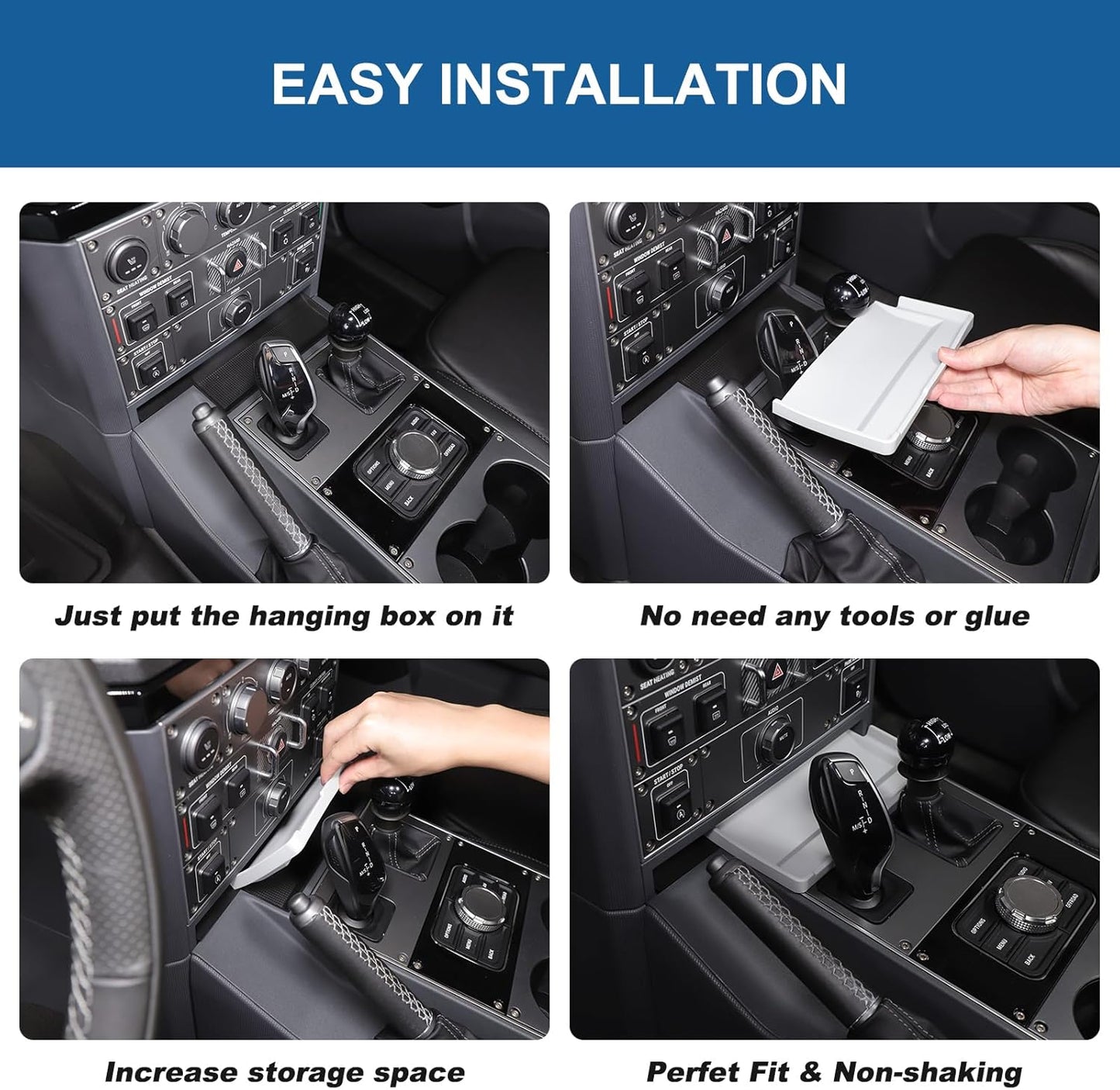 Gear Shift Center Console Front Tray Organizer Compatible with INEOS Grenadier 2020-2024, Center Console Organizer Insert Tray Accessories (Gray)